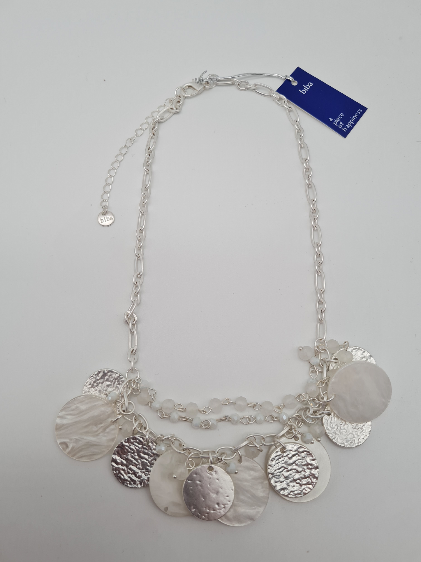 Biba Halskette Braun und Matt Silber mit kleine kette und Resin Perlen