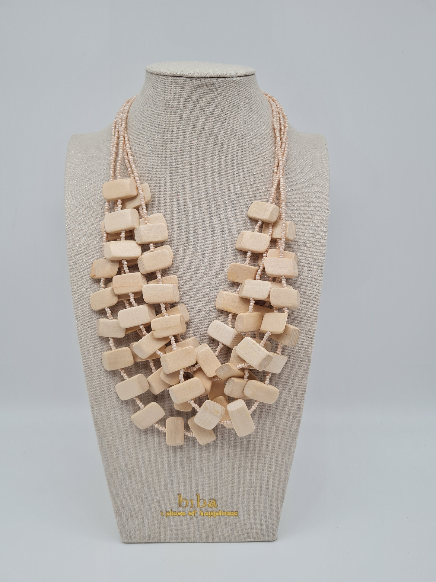 Biba Kurzhalskette aus Holz in Koralle oder in Beige