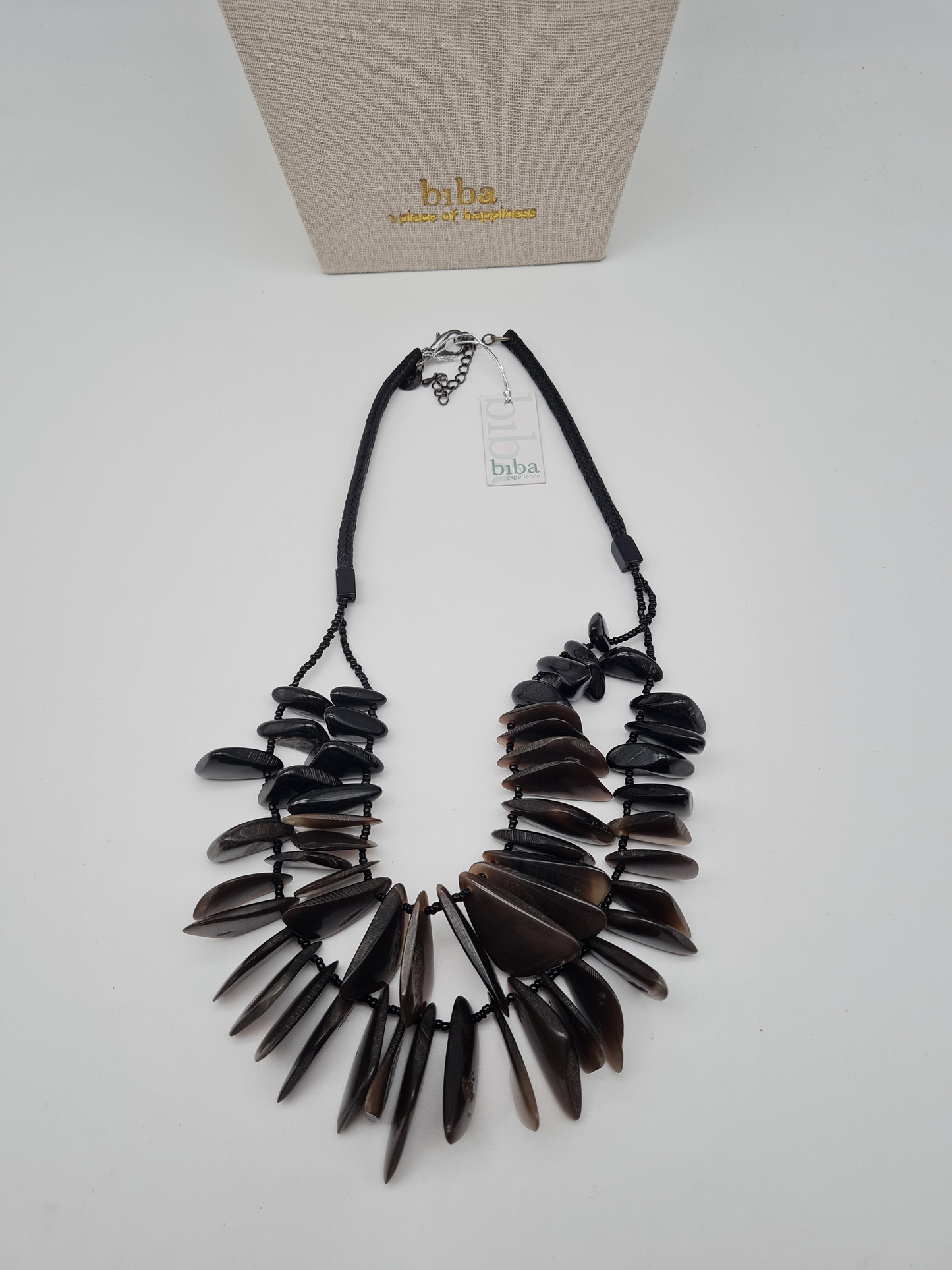 Biba Kurzhalskette Doppelkette mit Resin Steine mit Naturmuster
