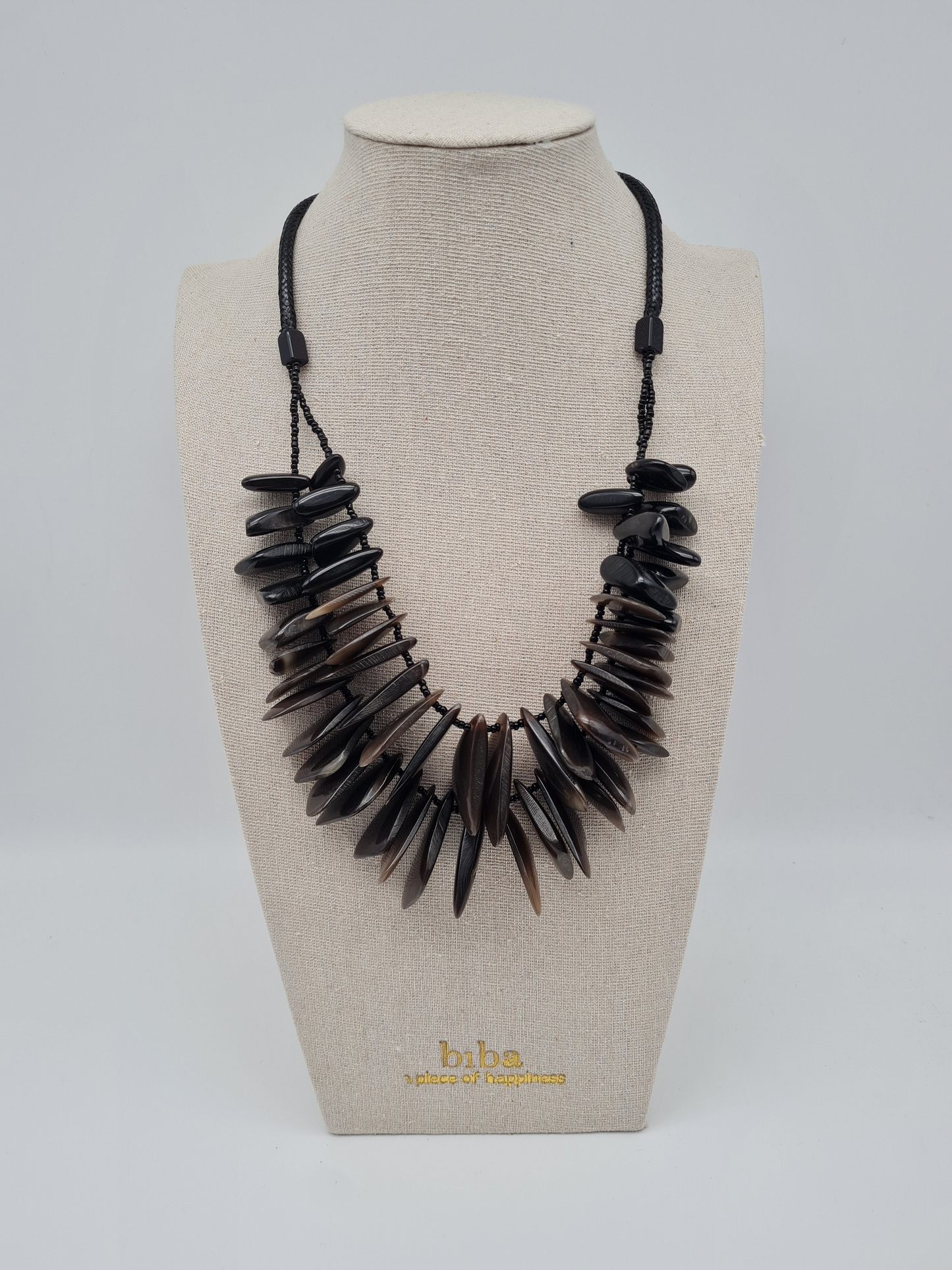 Biba Kurzhalskette Doppelkette mit Resin Steine mit Naturmuster