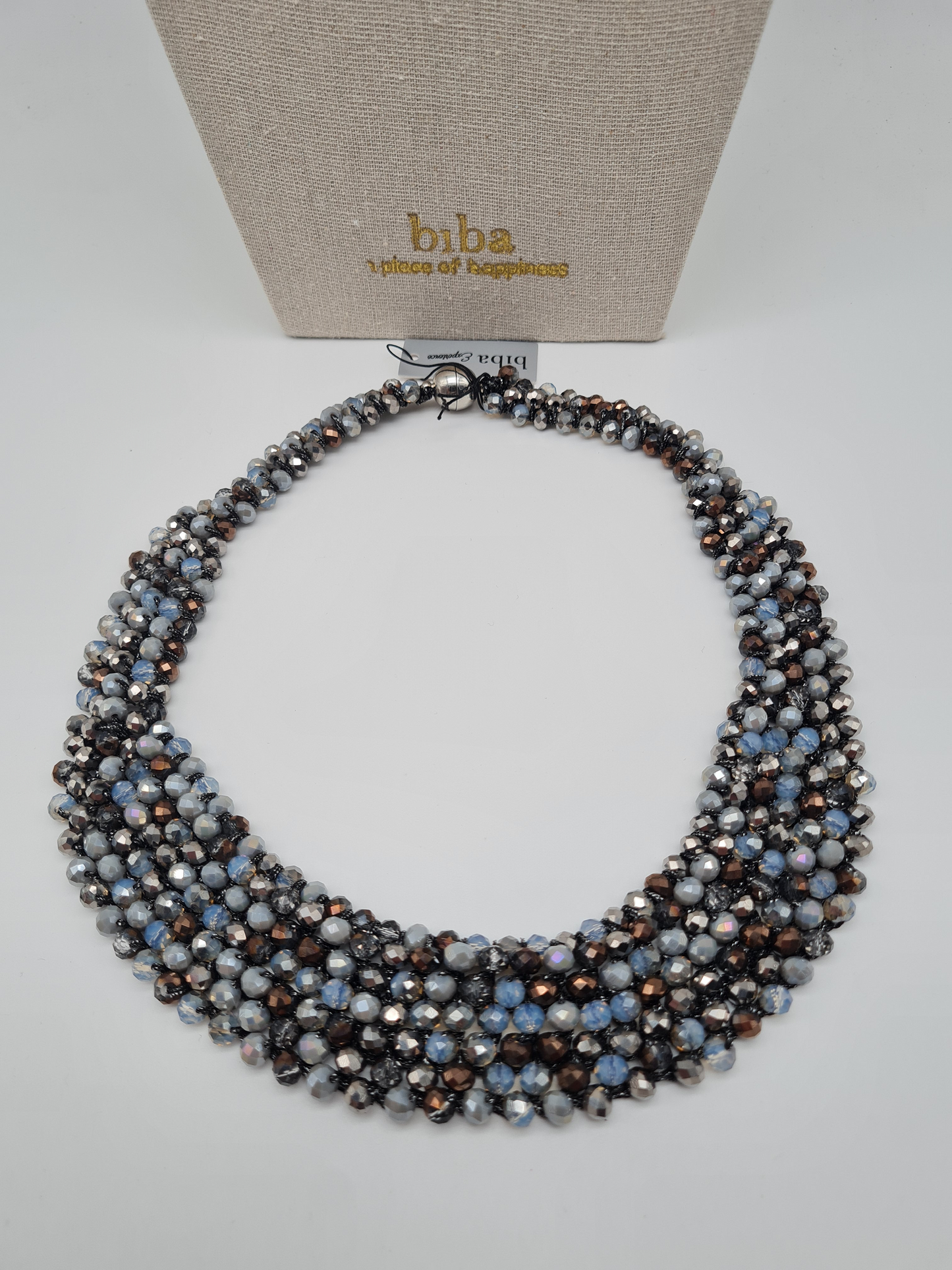 Biba Kurzhalskette Kragen mit unzählige Blauen Perlen