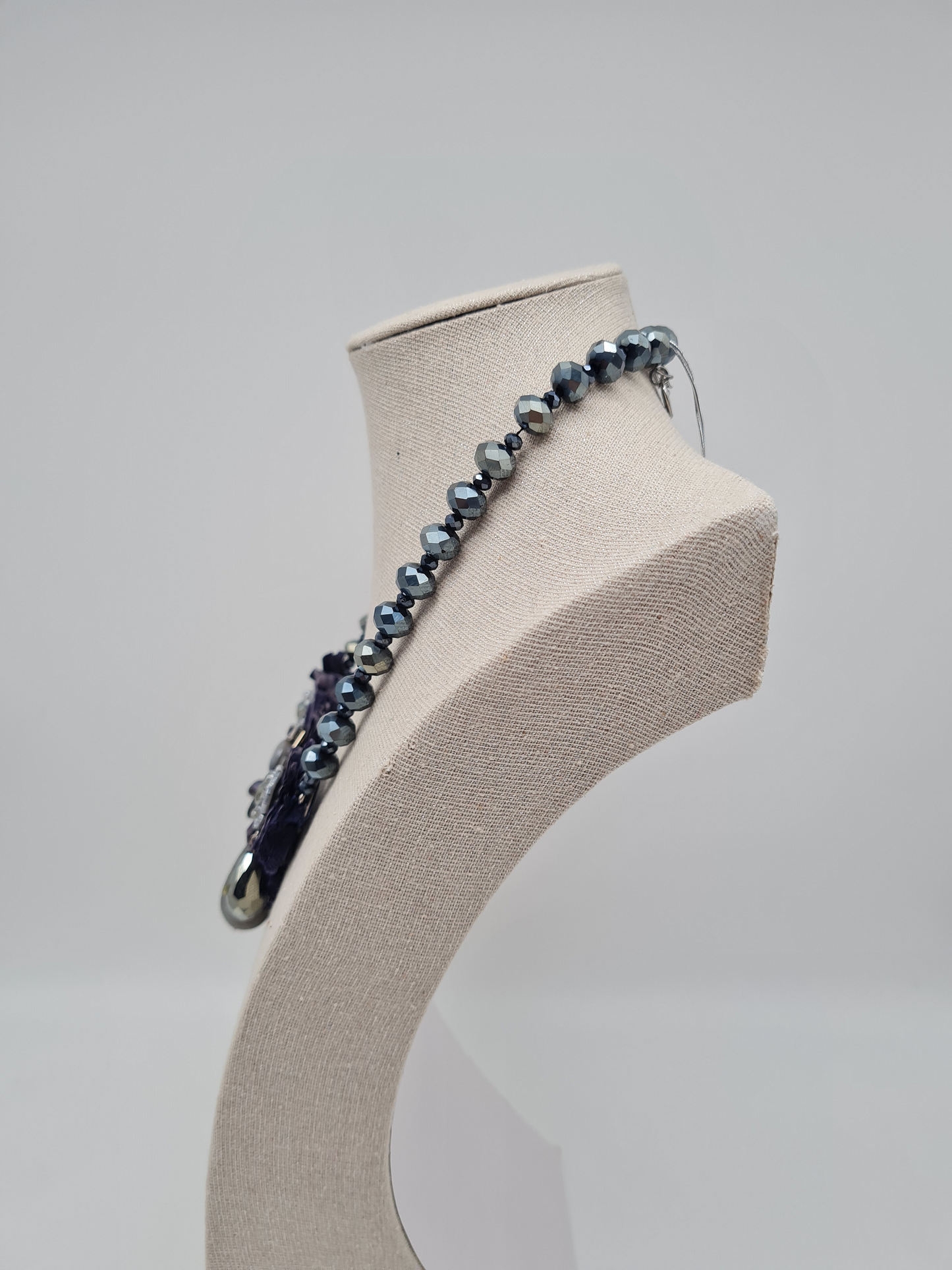 Biba Kurzhalskette Grau-Blau, Außergewöhnlich, mit Textil Perlen