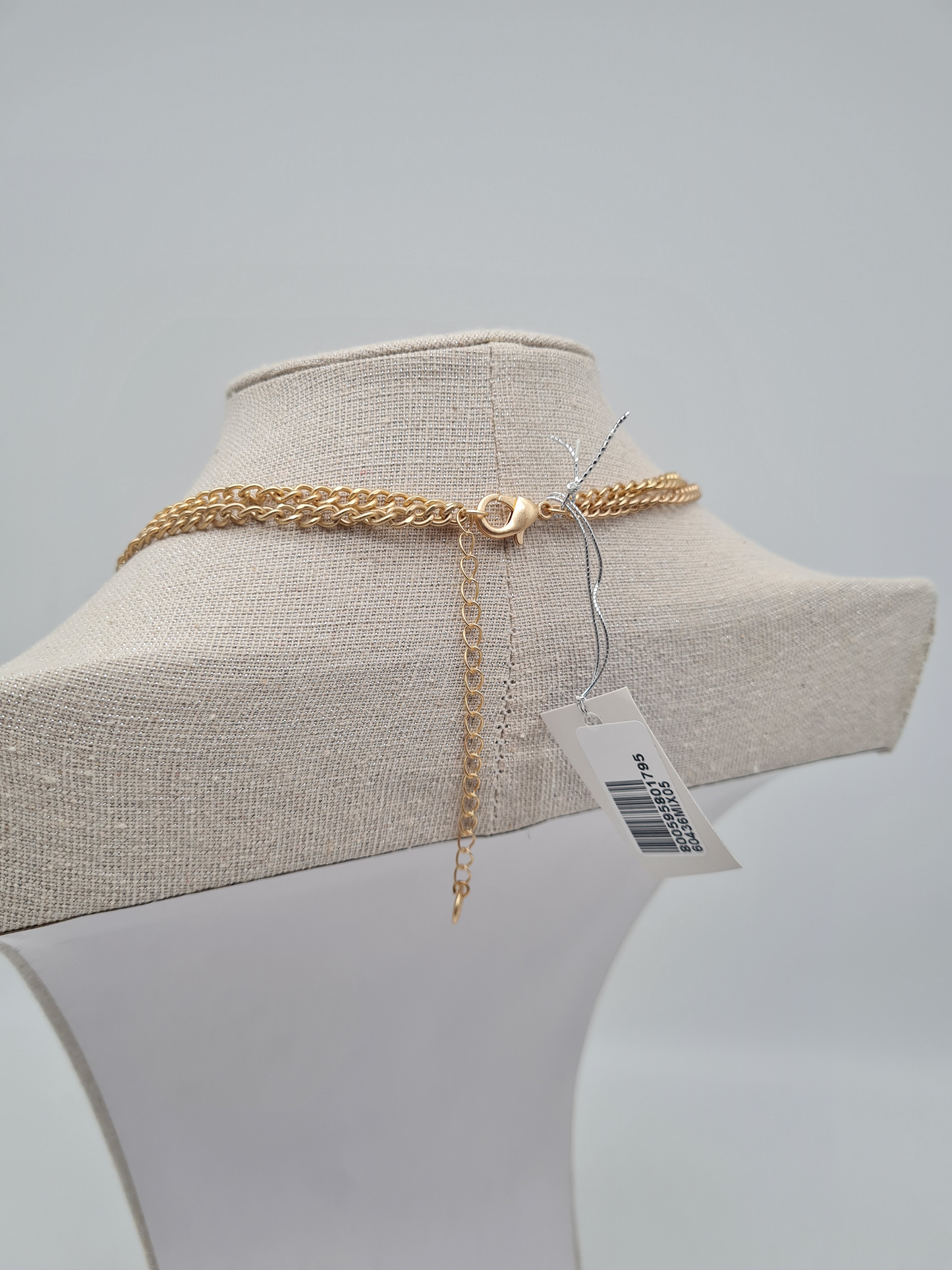 Biba Langhalskette in goldfarben mit Weiße Crystal perlen