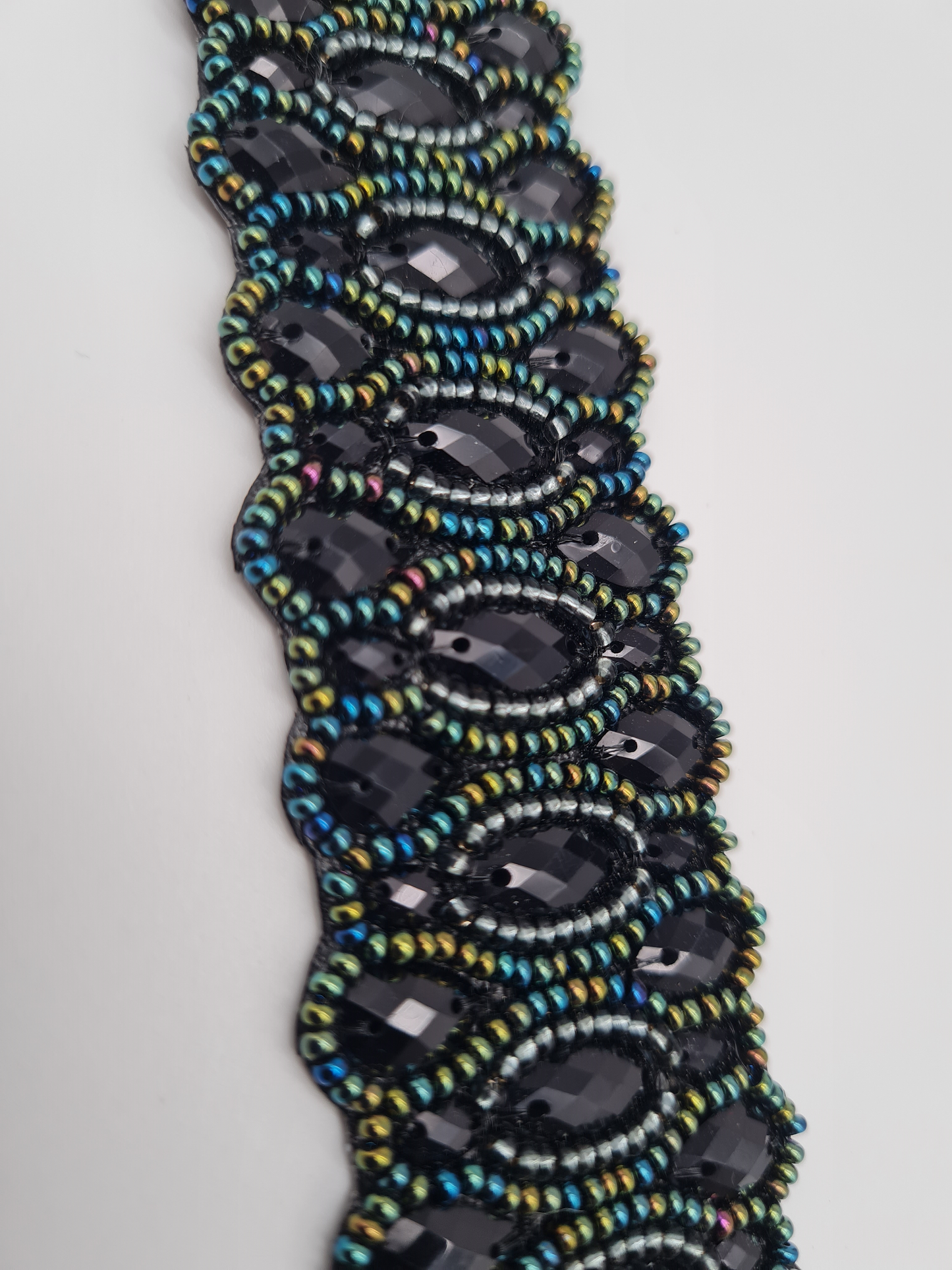 Biba Armband Kunstleder mit Blaue und Schwarze Perlchen Breit