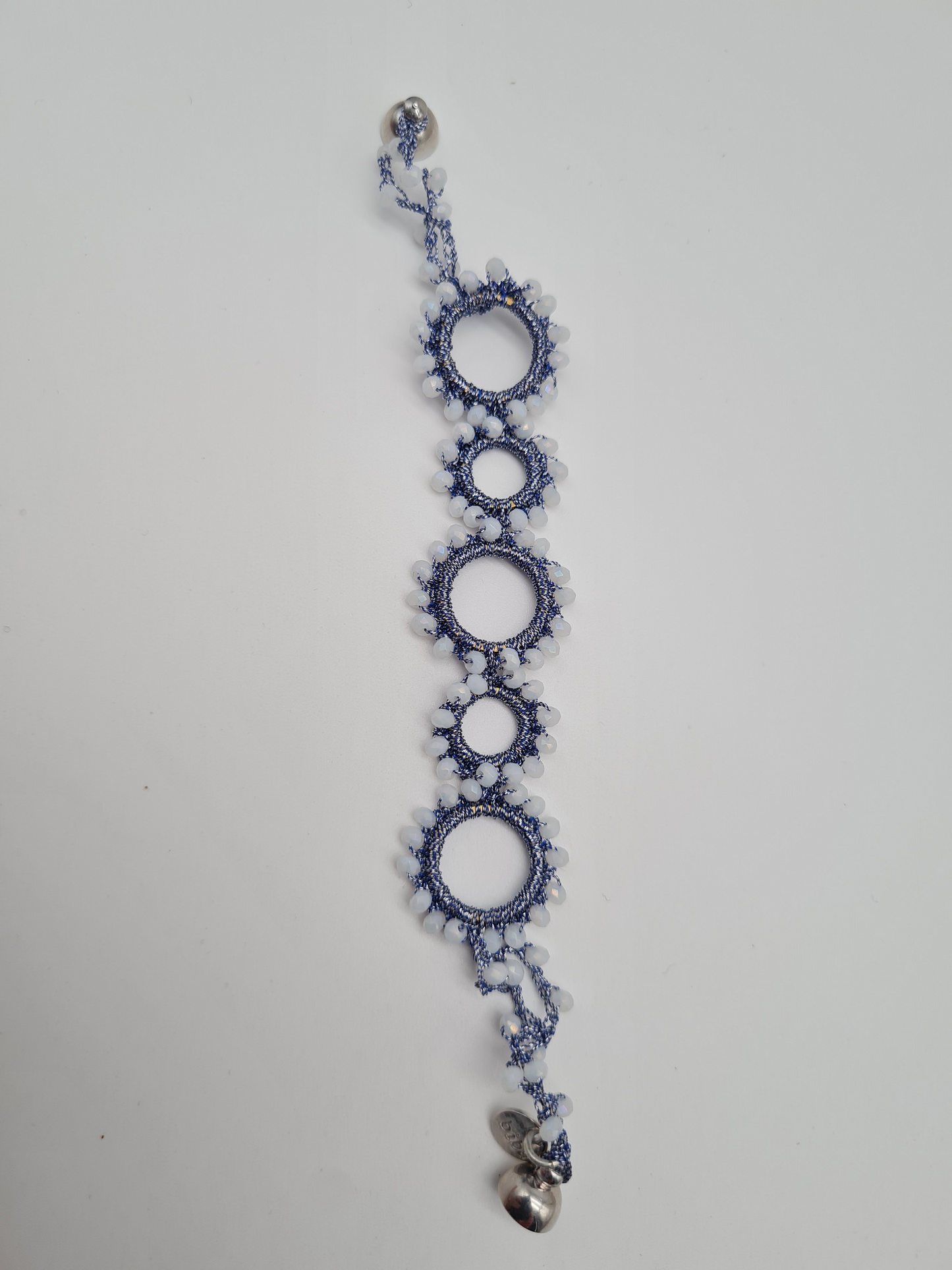 Biba Armband Textil mit Magnet-Verschluss Silber- und Blau