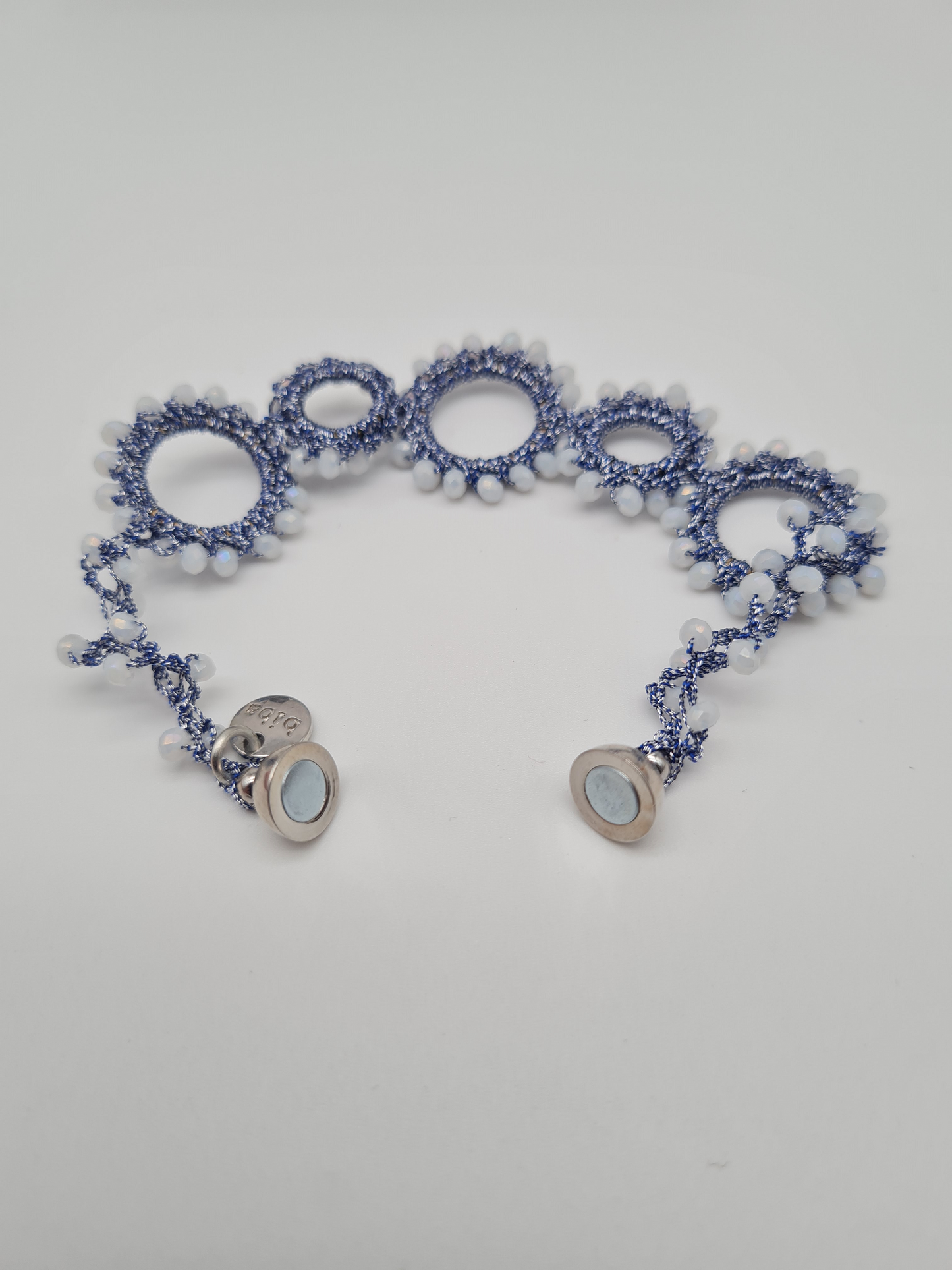 Biba Armband Textil mit Magnet-Verschluss Silber- und Blau