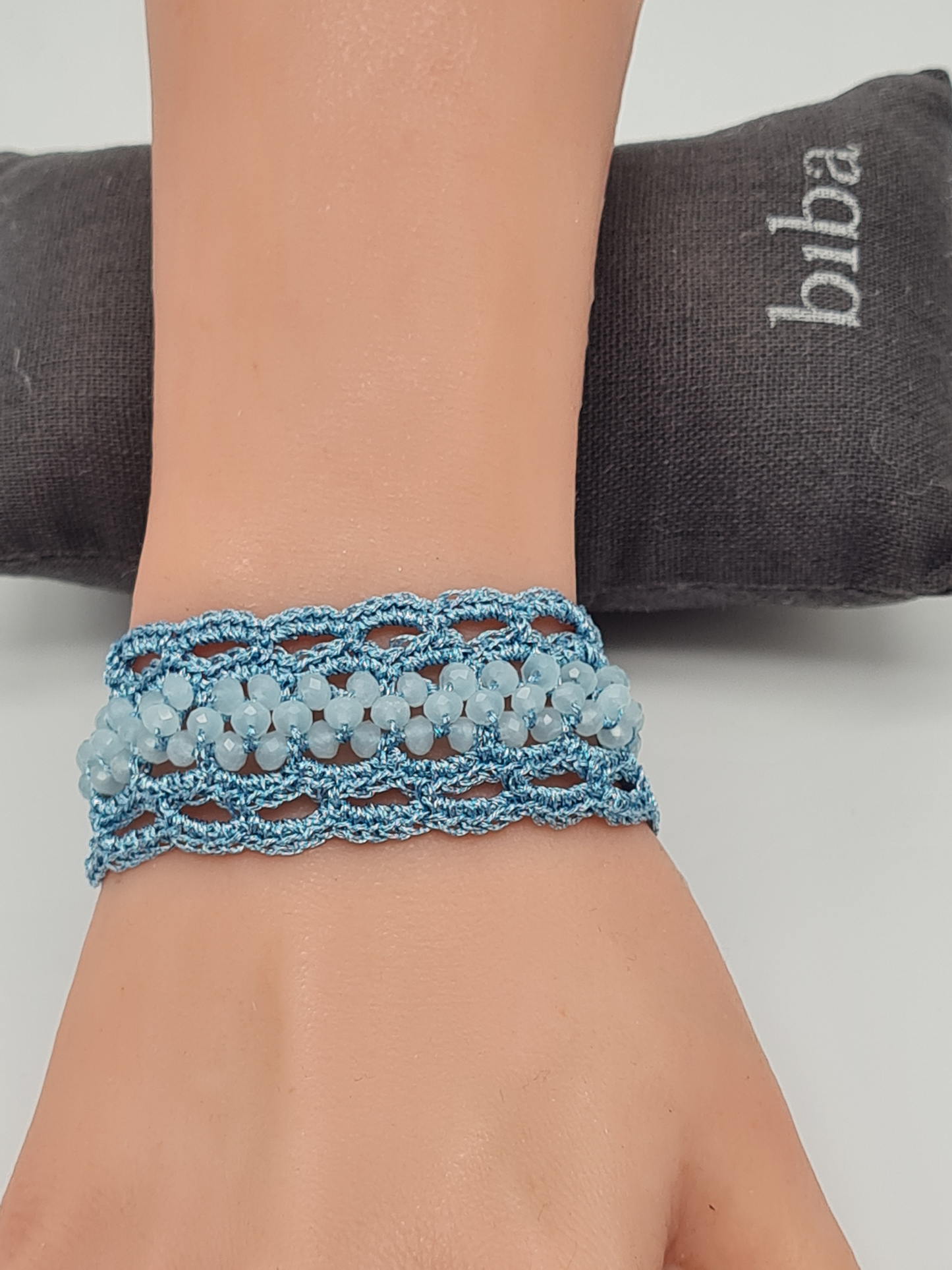 Biba Armband Texil mit Perlchen in Blau, Mintgrün oder Rosa