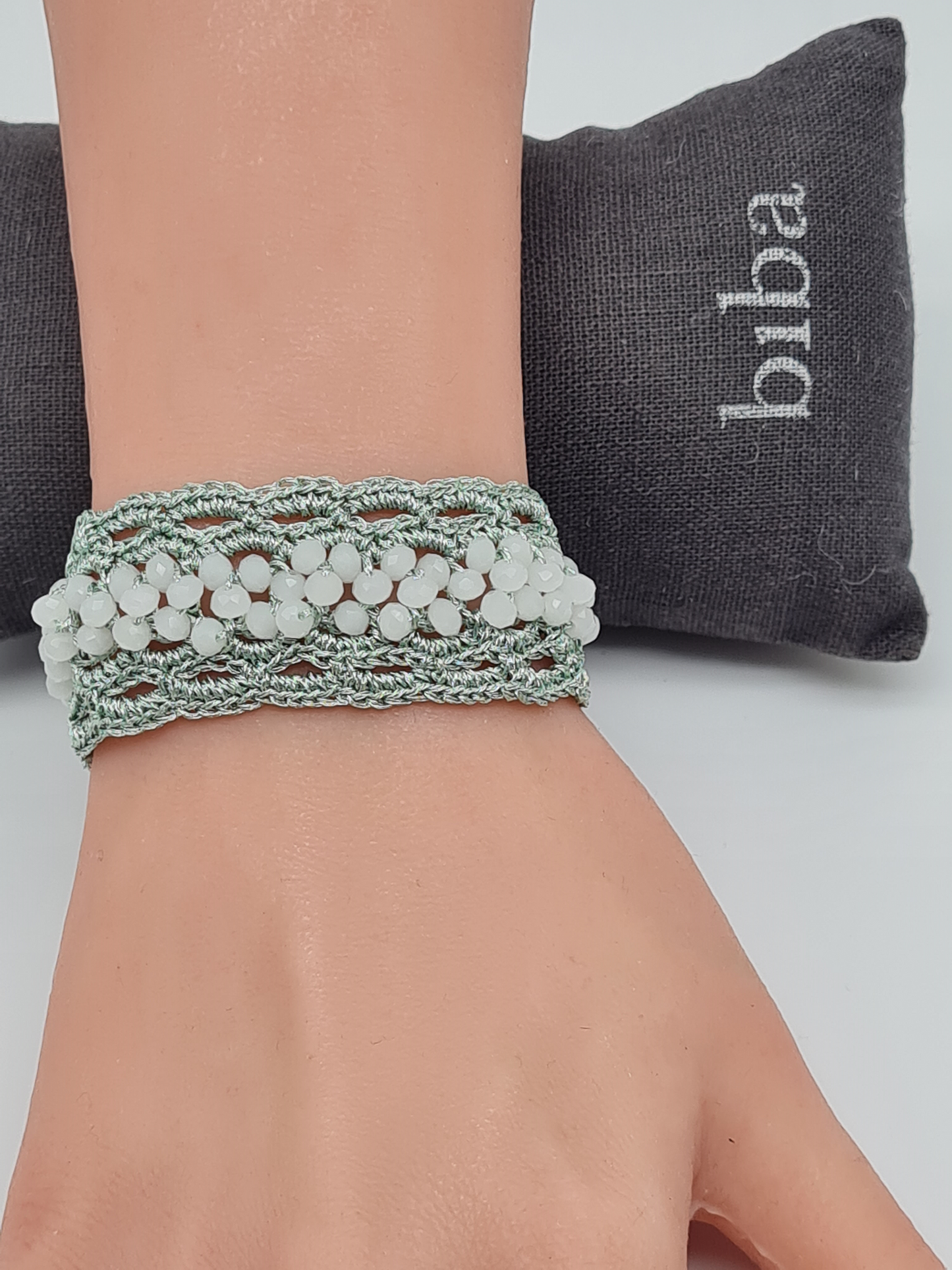 Biba Armband Texil mit Perlchen in Blau, Mintgrün oder Rosa
