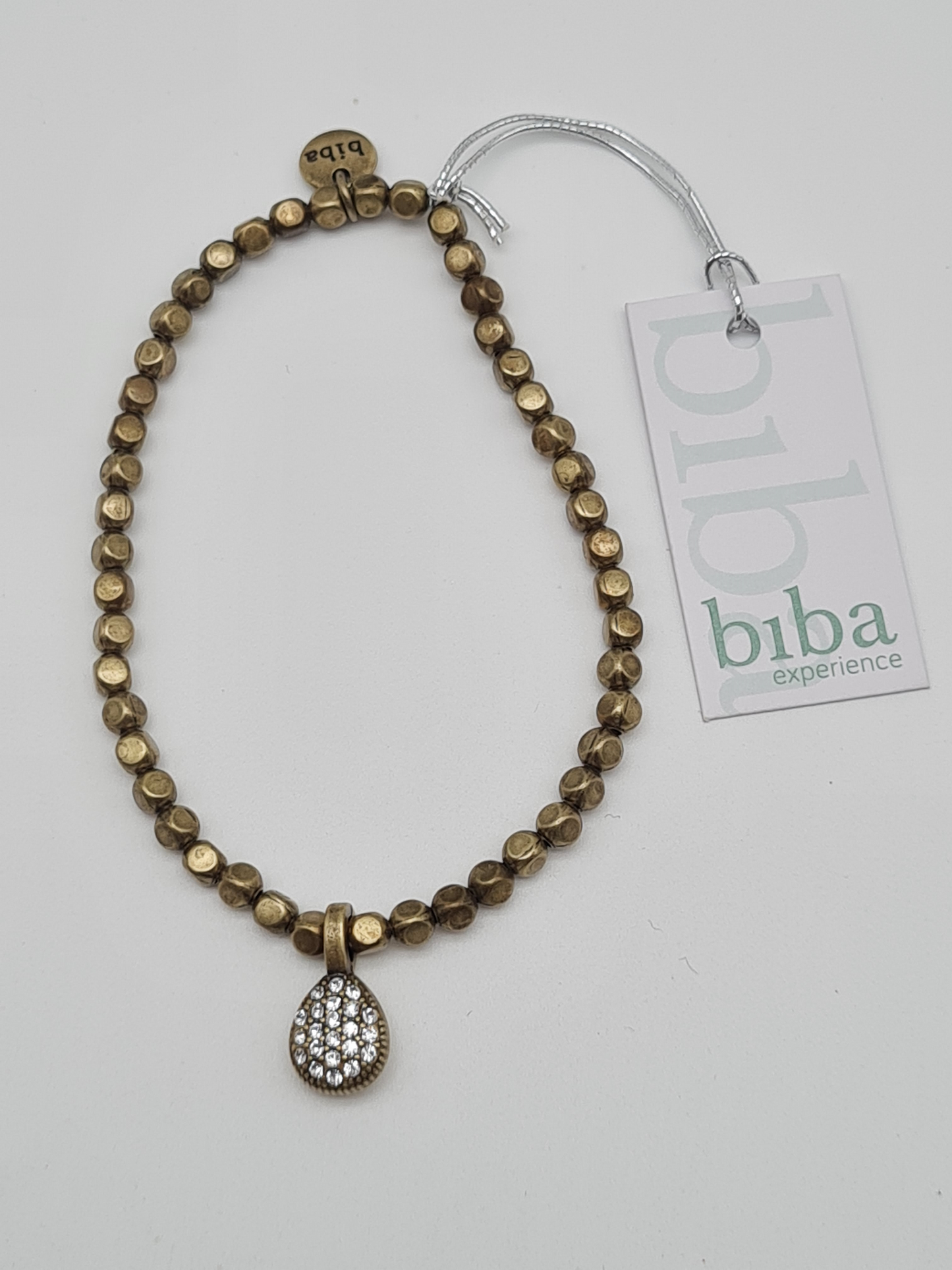 Biba Armband Kupergold mit Strass-Anhänger Tropfenform