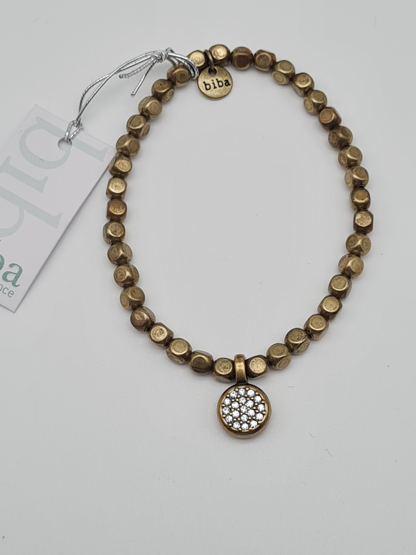 Biba Armband Kupergold mit runde Strass-Anhänger