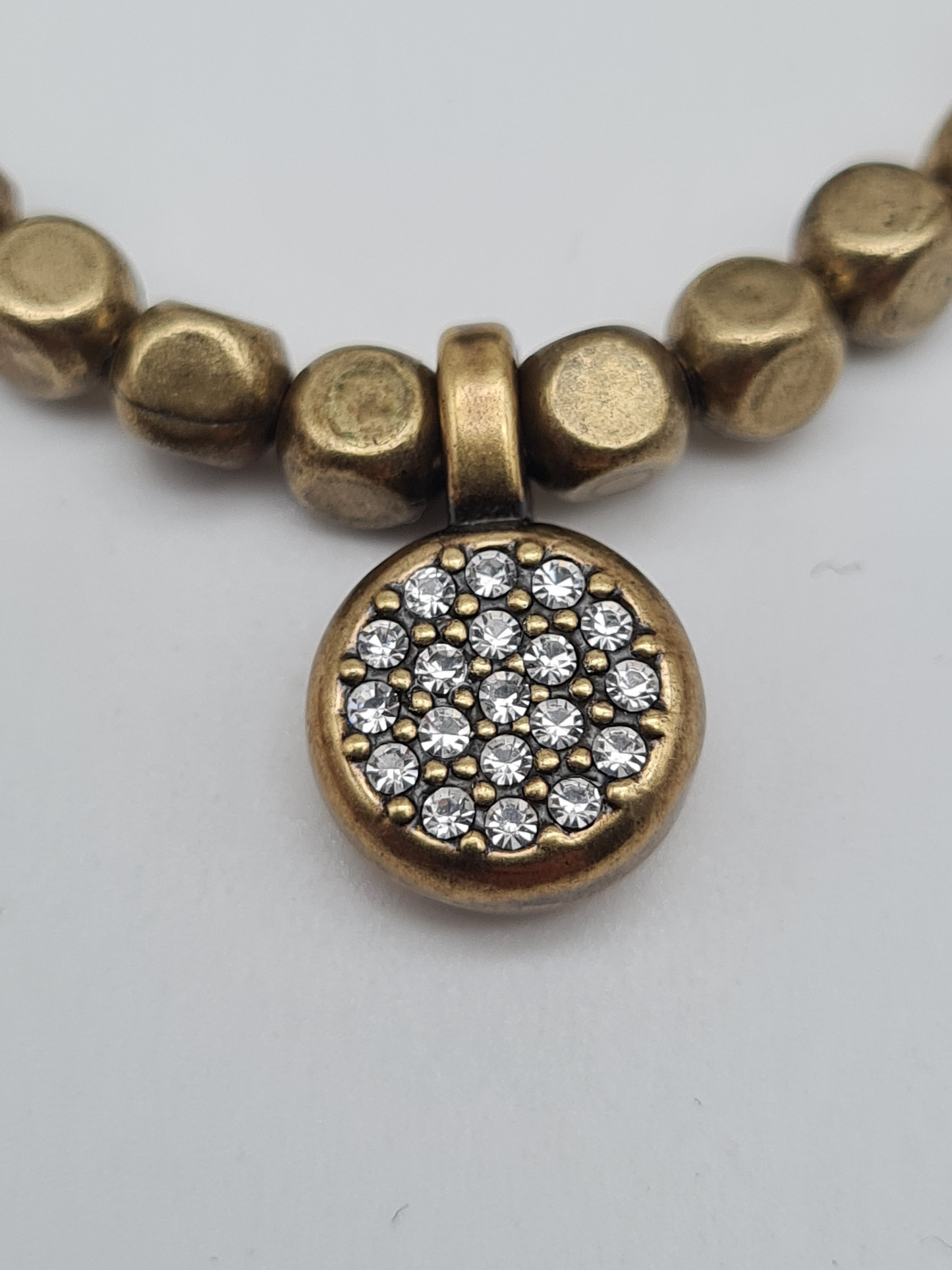 Biba Armband Kupergold mit runde Strass-Anhänger