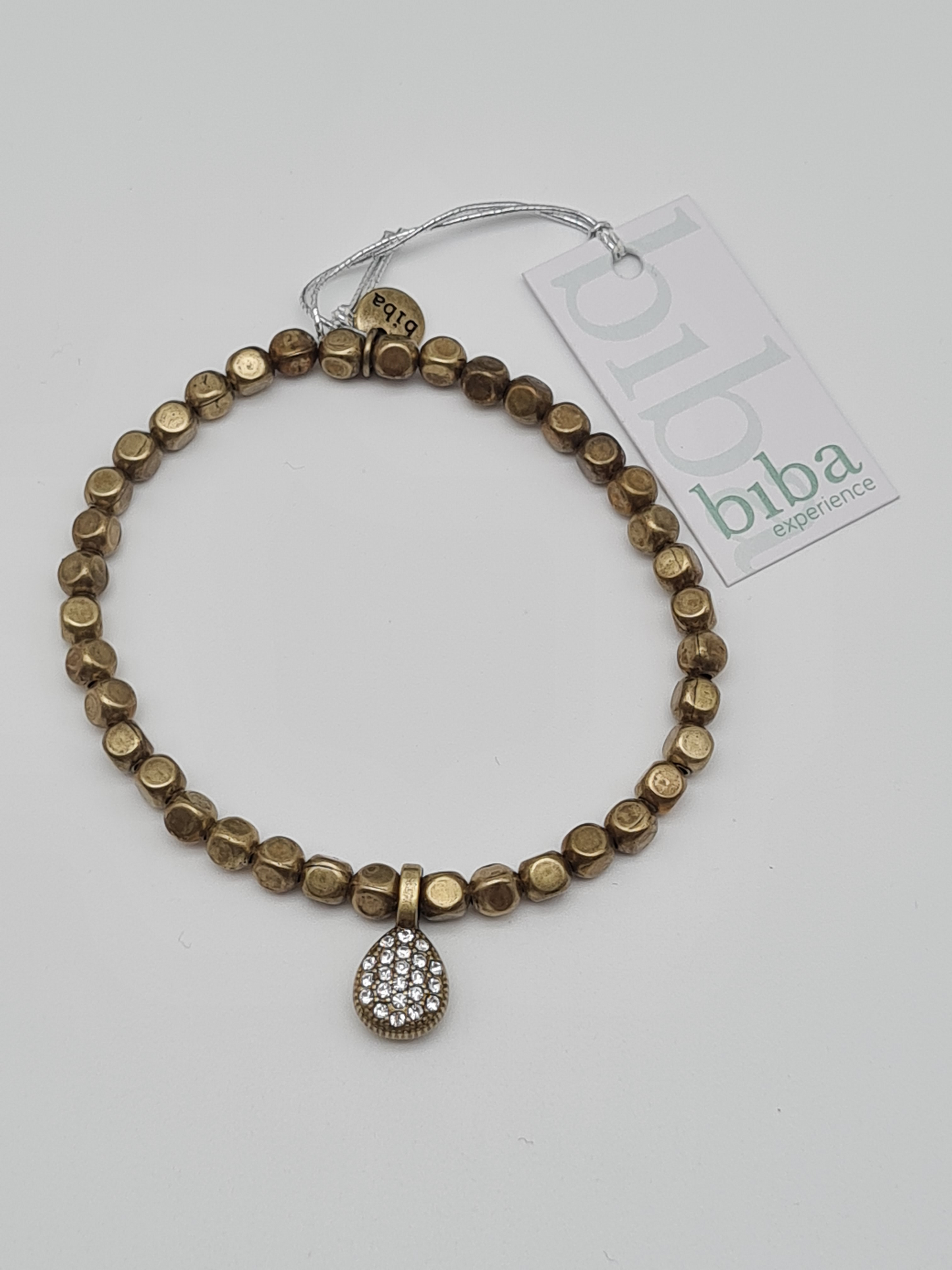 Biba Armband Kupergold mit Strass-Anhänger Tropfenform