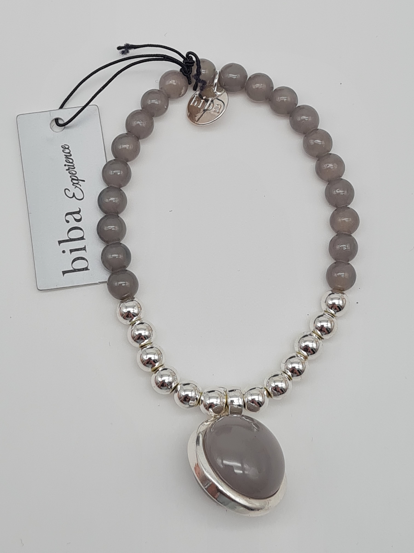 Biba Armband elastisch Filigran mit Anhänger Grau und Silberfarben, Elegant