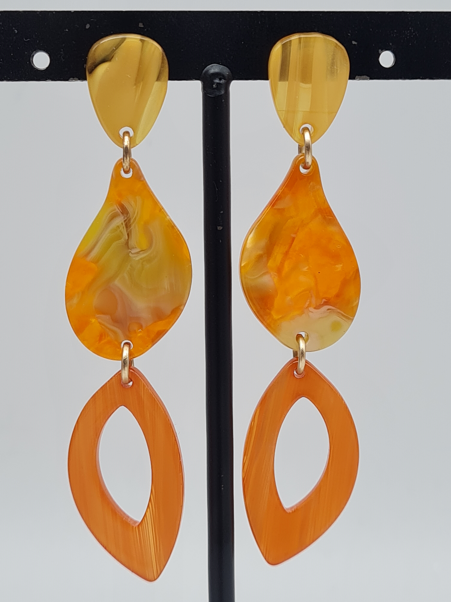 Biba Ohrringe, Ohrhänger, mehrfarbig, 7,5 cm, Orange, Goldfarben