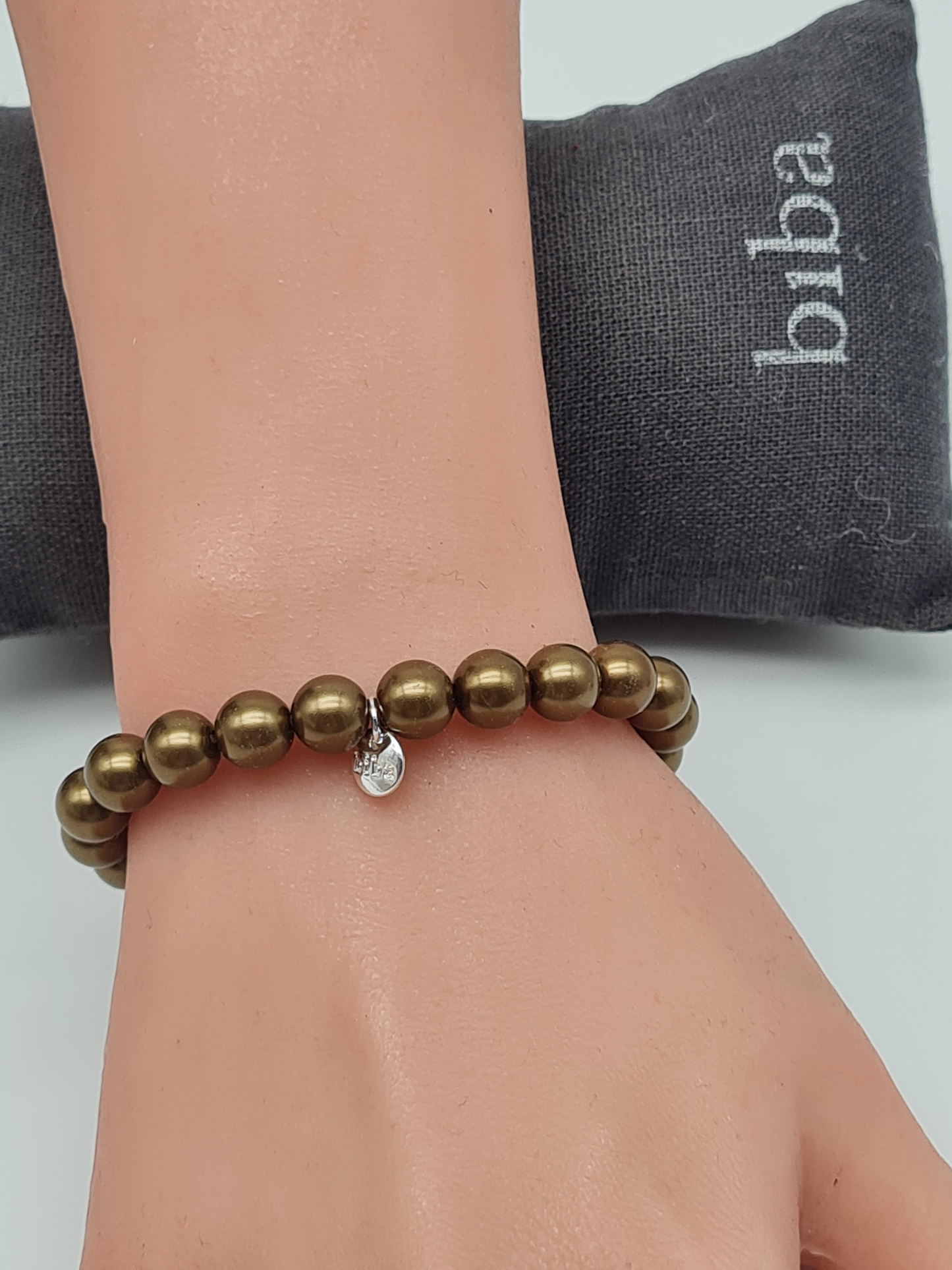 Biba Armband elastisch Bronzefarbene Perlen, kombinierbar