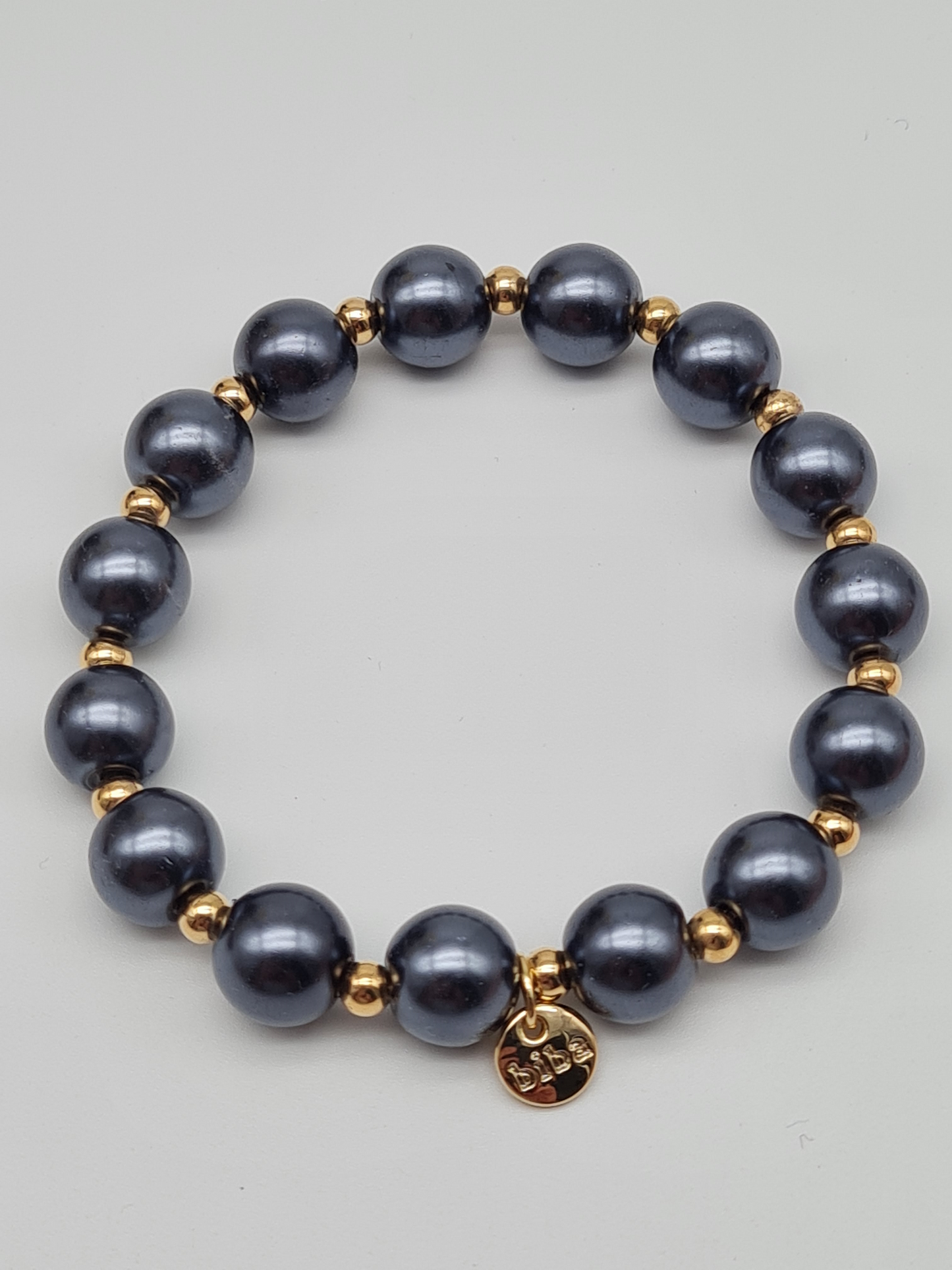Biba Armband elastisch Anthrazitgrau mit Goldfarben in 2 Größen
