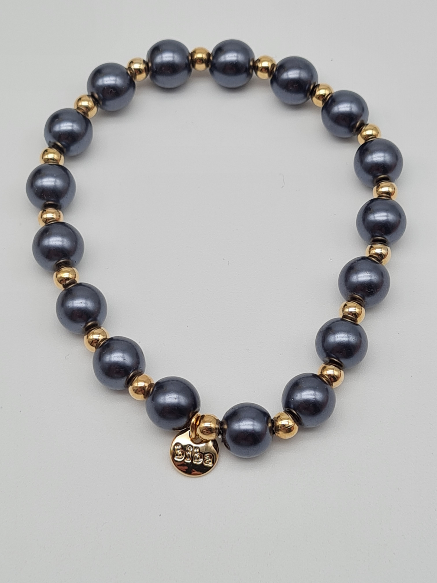 Biba Armband elastisch Anthrazitgrau mit Goldfarben in 2 Größen