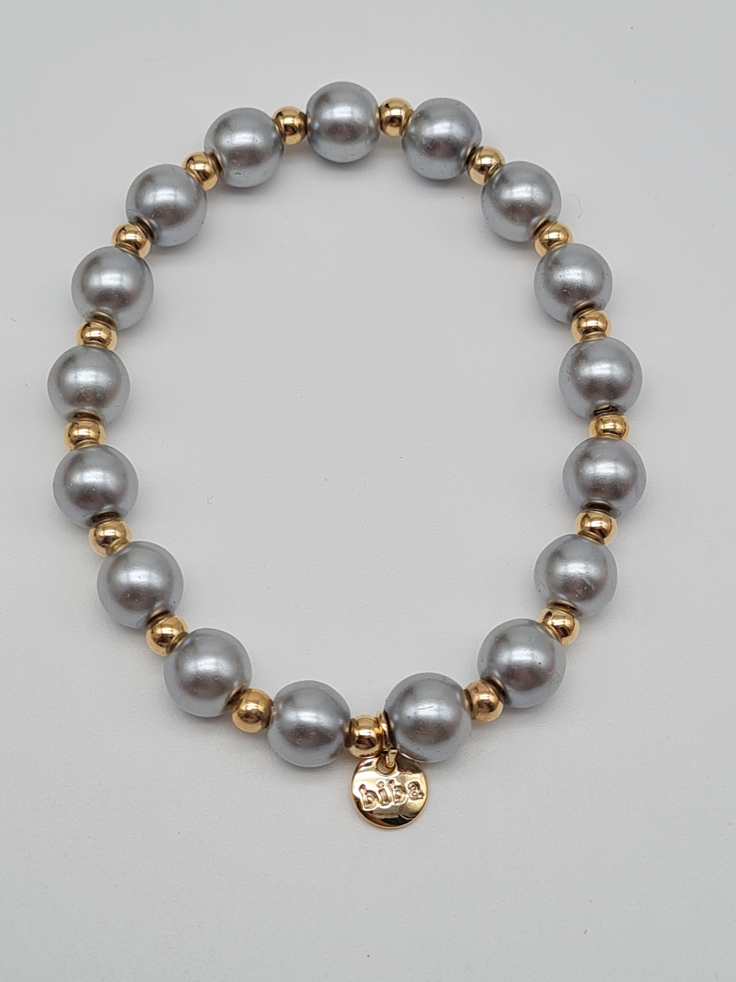 Biba Armband elastisch Silbergrau mit Goldfarben in 3 Größen