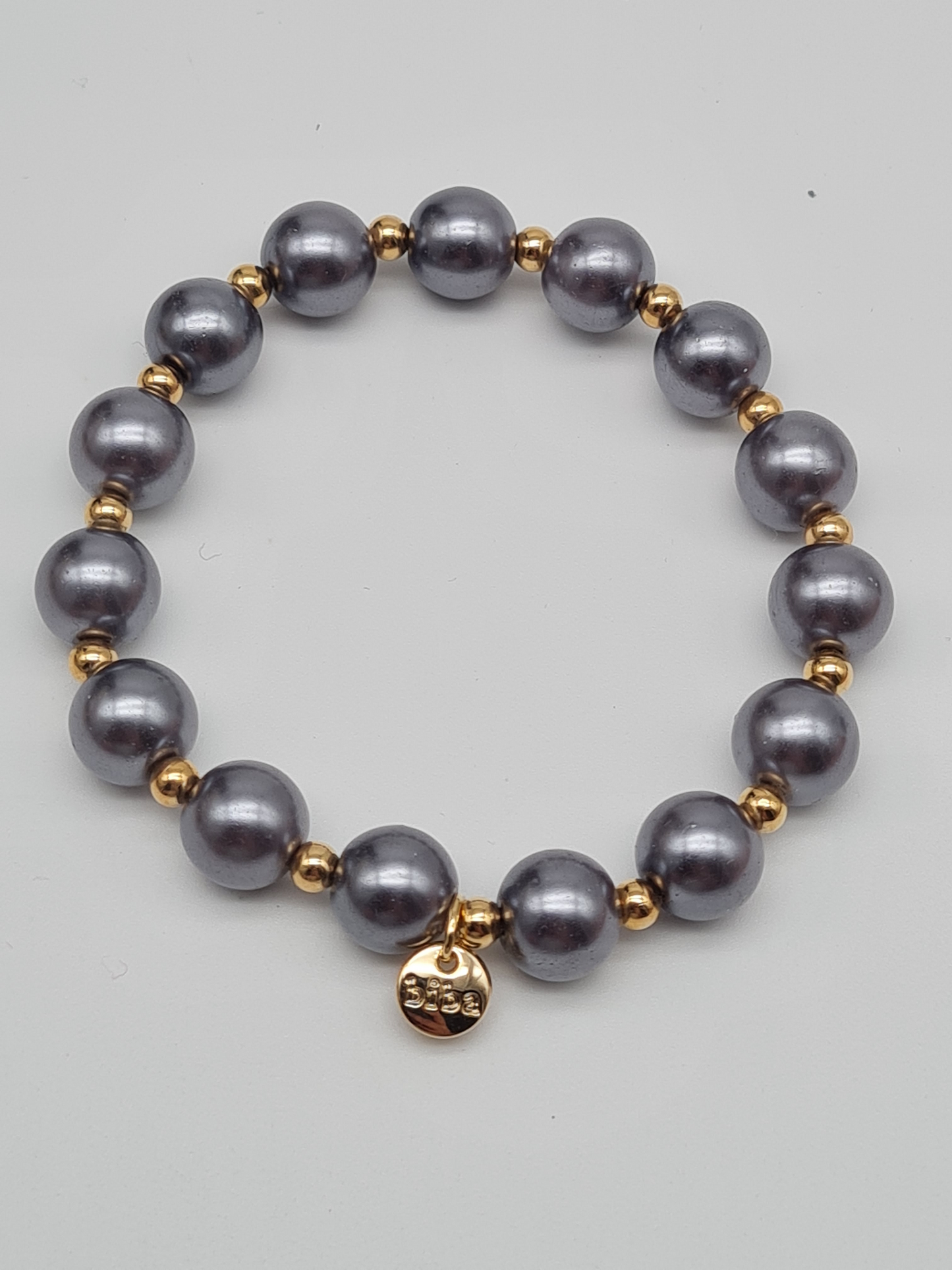 Biba Armband elastisch Grau mit Goldfarben in 2 Größen