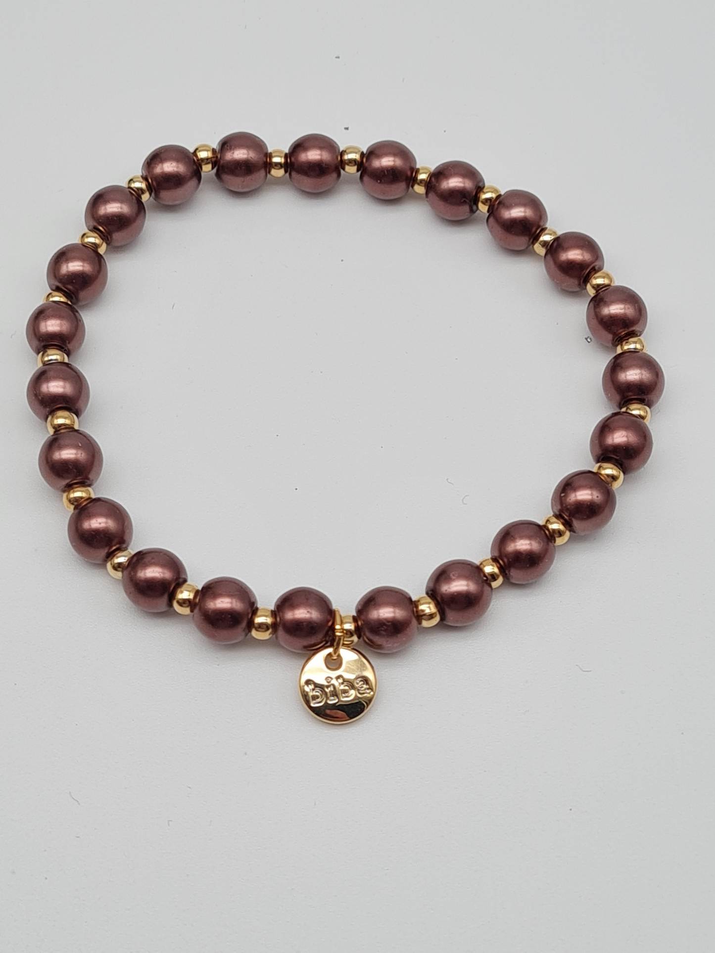 Biba Armband elastisch Braun-Bronze mit Goldfarben in 3 Größen