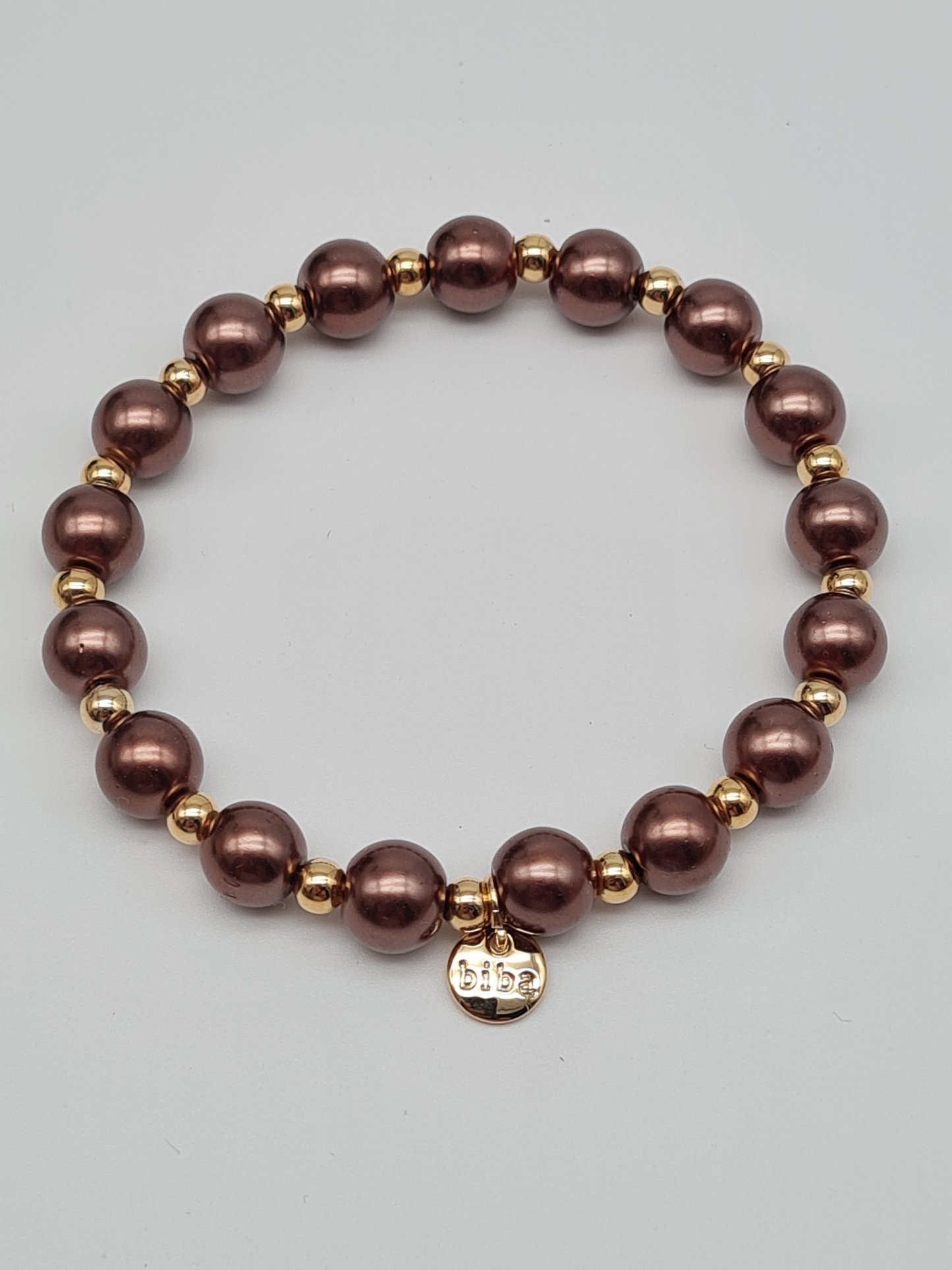 Biba Armband elastisch Braun-Bronze mit Goldfarben in 3 Größen
