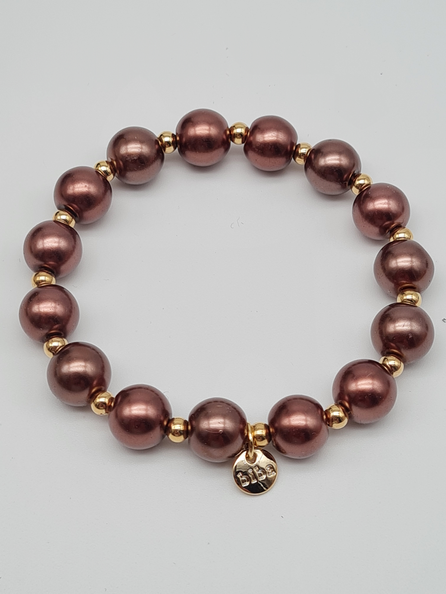 Biba Armband elastisch Braun-Bronze mit Goldfarben in 3 Größen