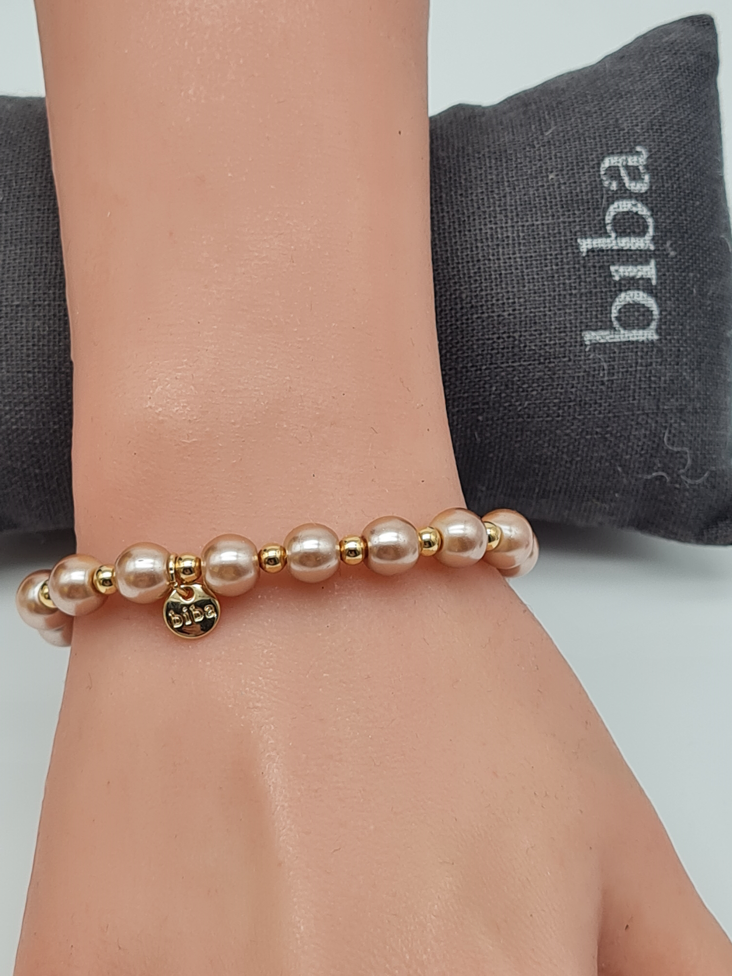 Biba Armband elastisch Pastelrosa-farbene Perlen, kombinierbar
