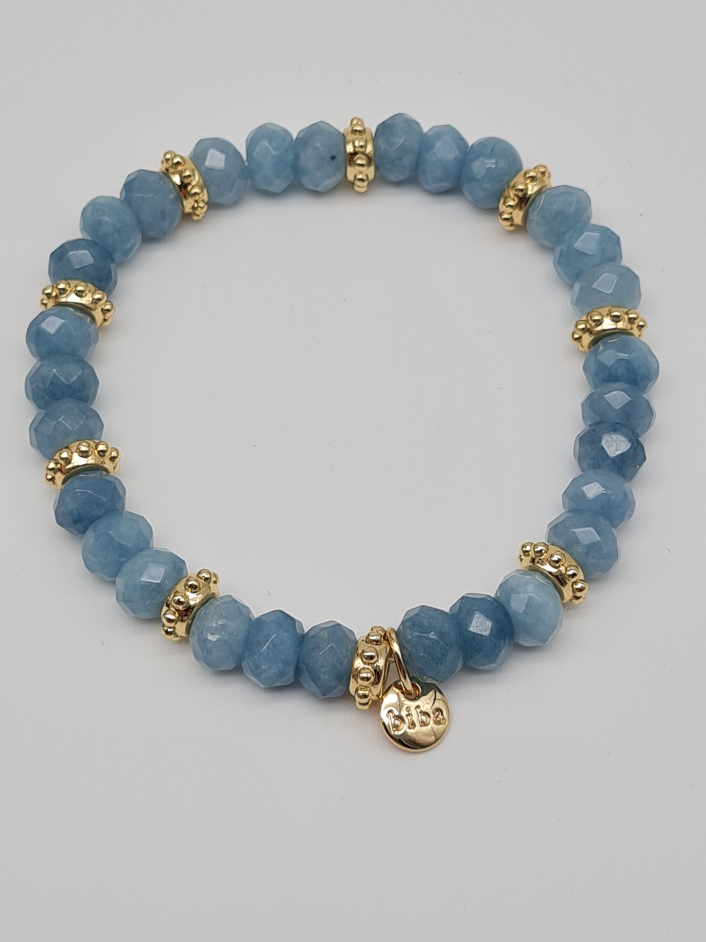 Biba Armband elastisch Blau oder Jeansblau mit Goldene Elementen
