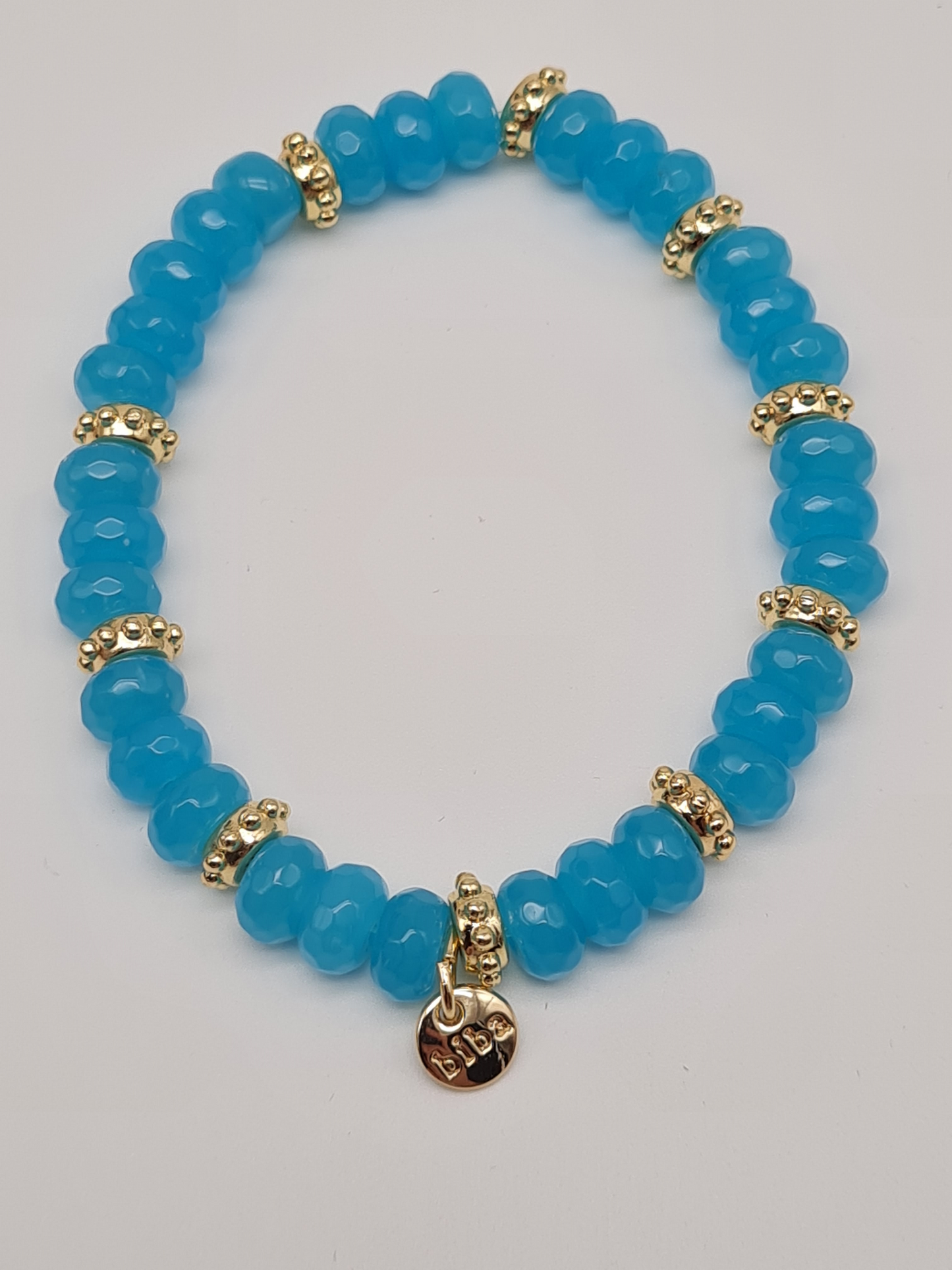 Biba Armband elastisch Blau oder Jeansblau mit Goldene Elementen