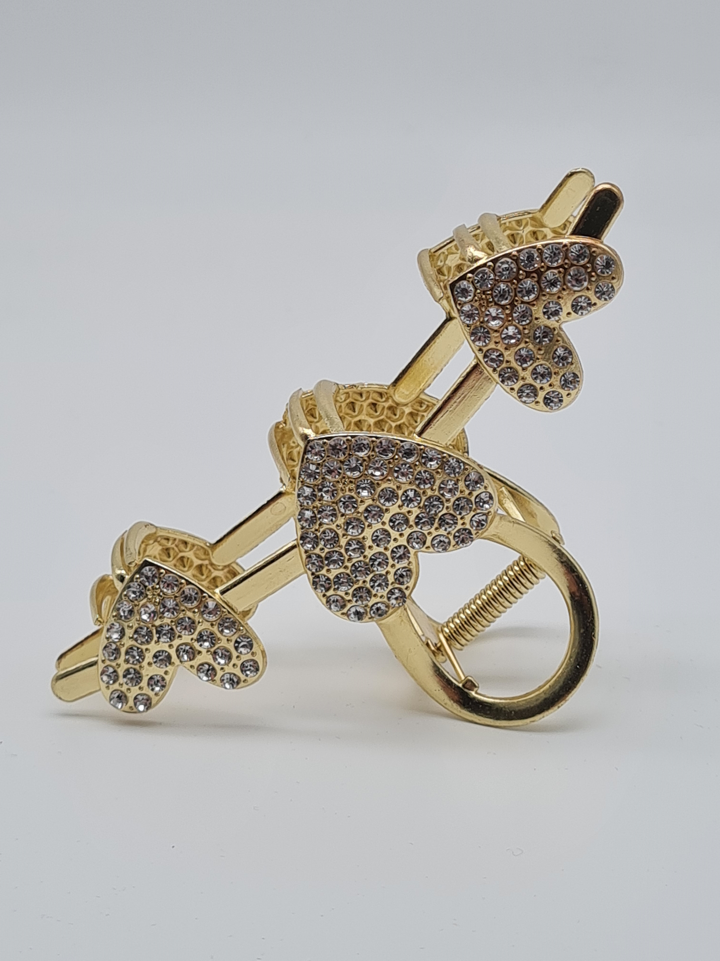 Wauw Haarklammer, Goldfarben mit Strass bestückte Herzen