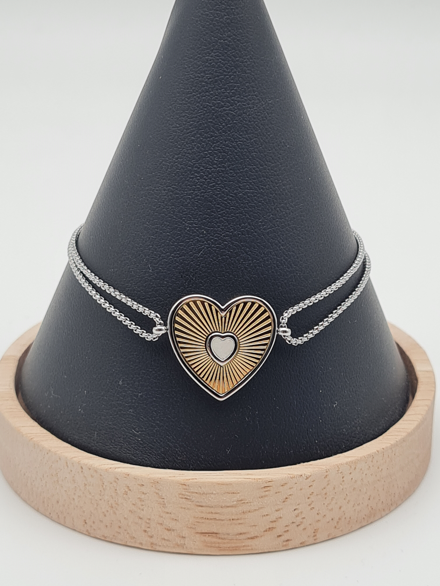 Yehwang Armband, Doppelgliedarmband mit Golden-Silbernes Herz