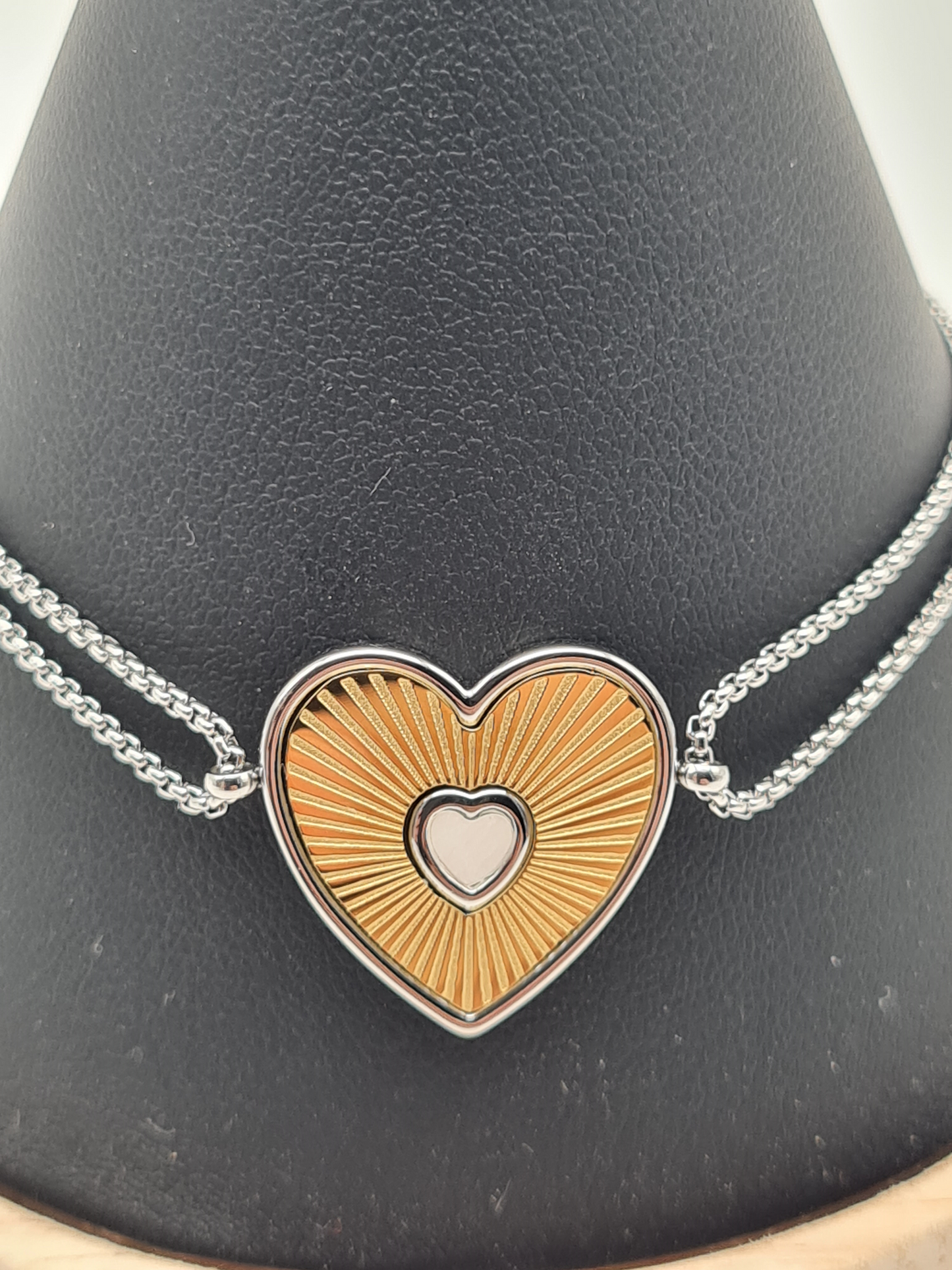 Yehwang Armband, Doppelgliedarmband mit Golden-Silbernes Herz