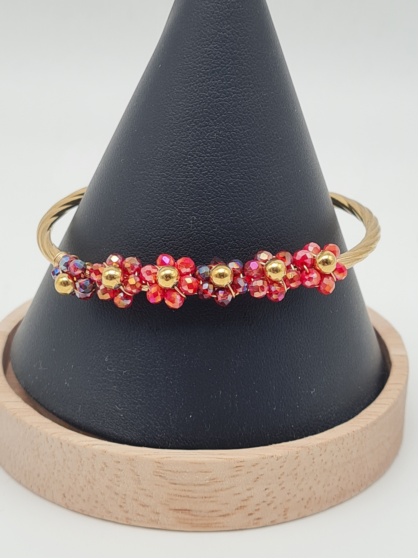 Yehwang Armband, Armreif Bloom mit Blau, Korallenrot oder bunte Blumen