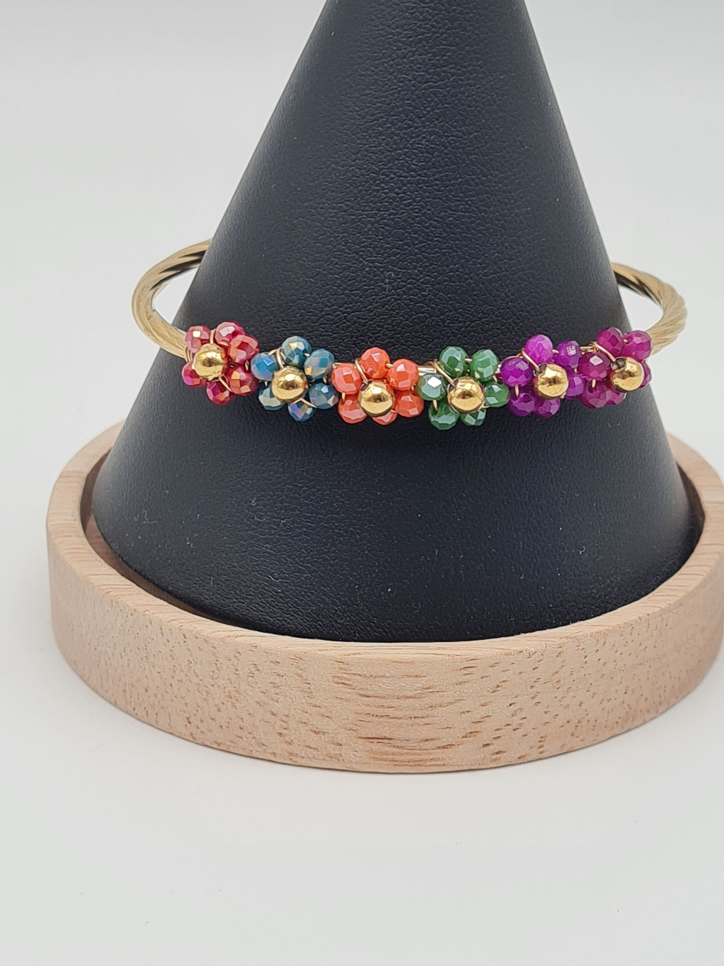 Yehwang Armband, Armreif Bloom mit Blau, Korallenrot oder bunte Blumen