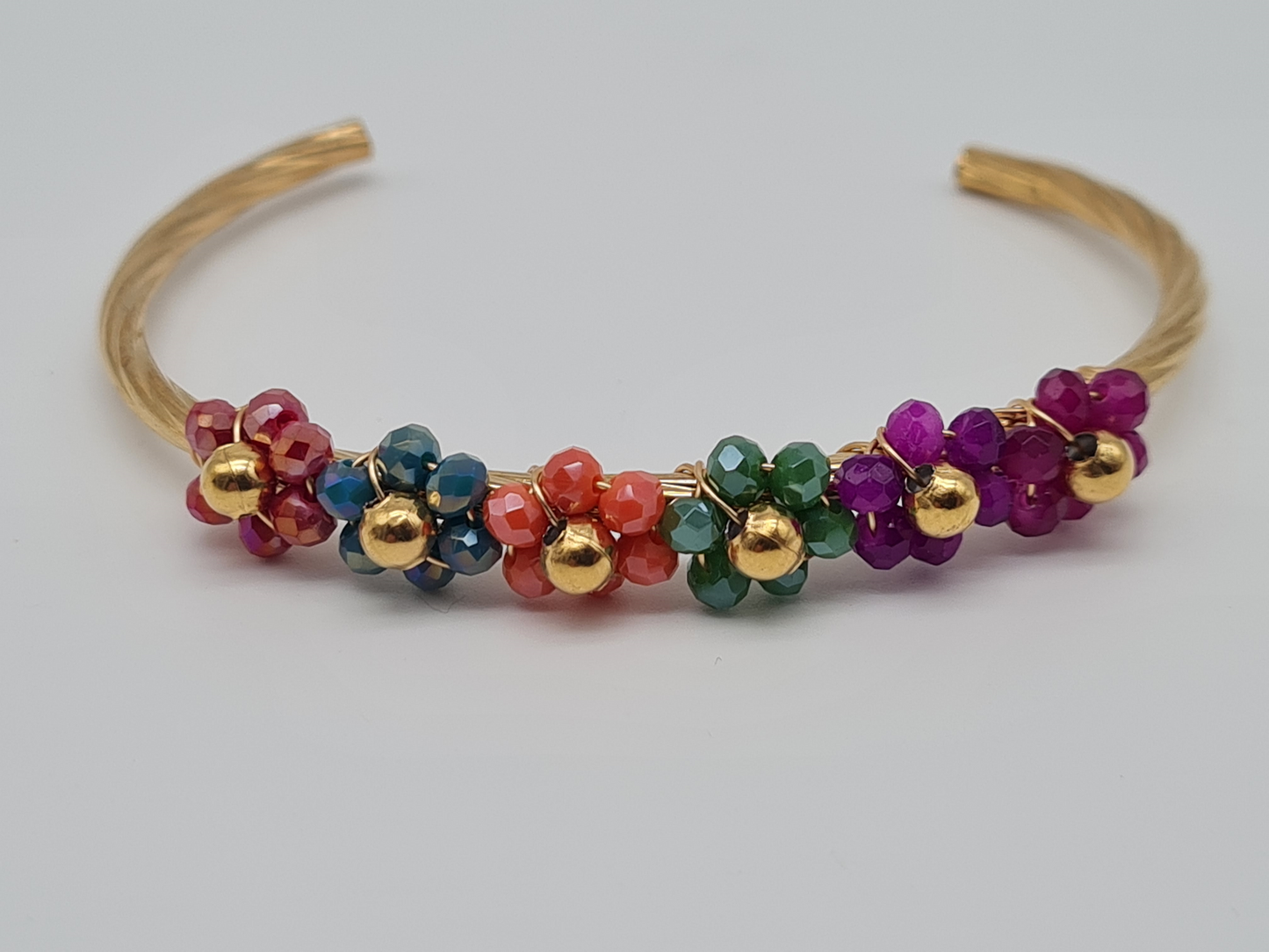 Yehwang Armband, Armreif Bloom mit Blau, Korallenrot oder bunte Blumen