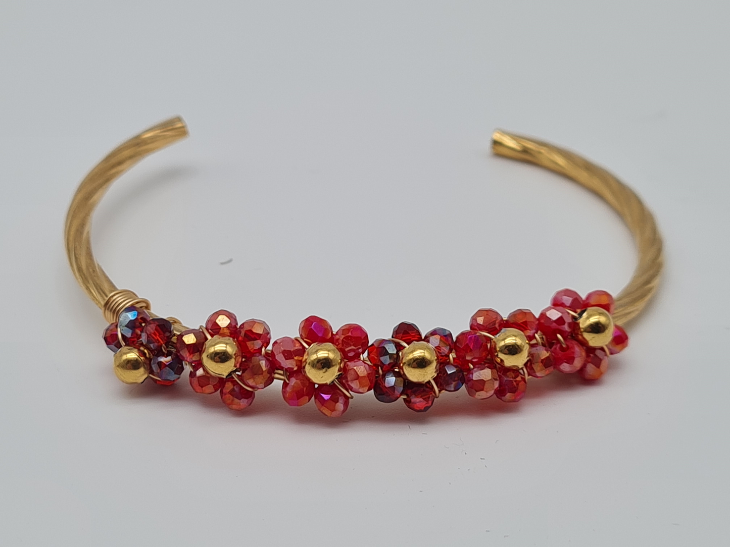 Yehwang Armband, Armreif Bloom mit Blau, Korallenrot oder bunte Blumen