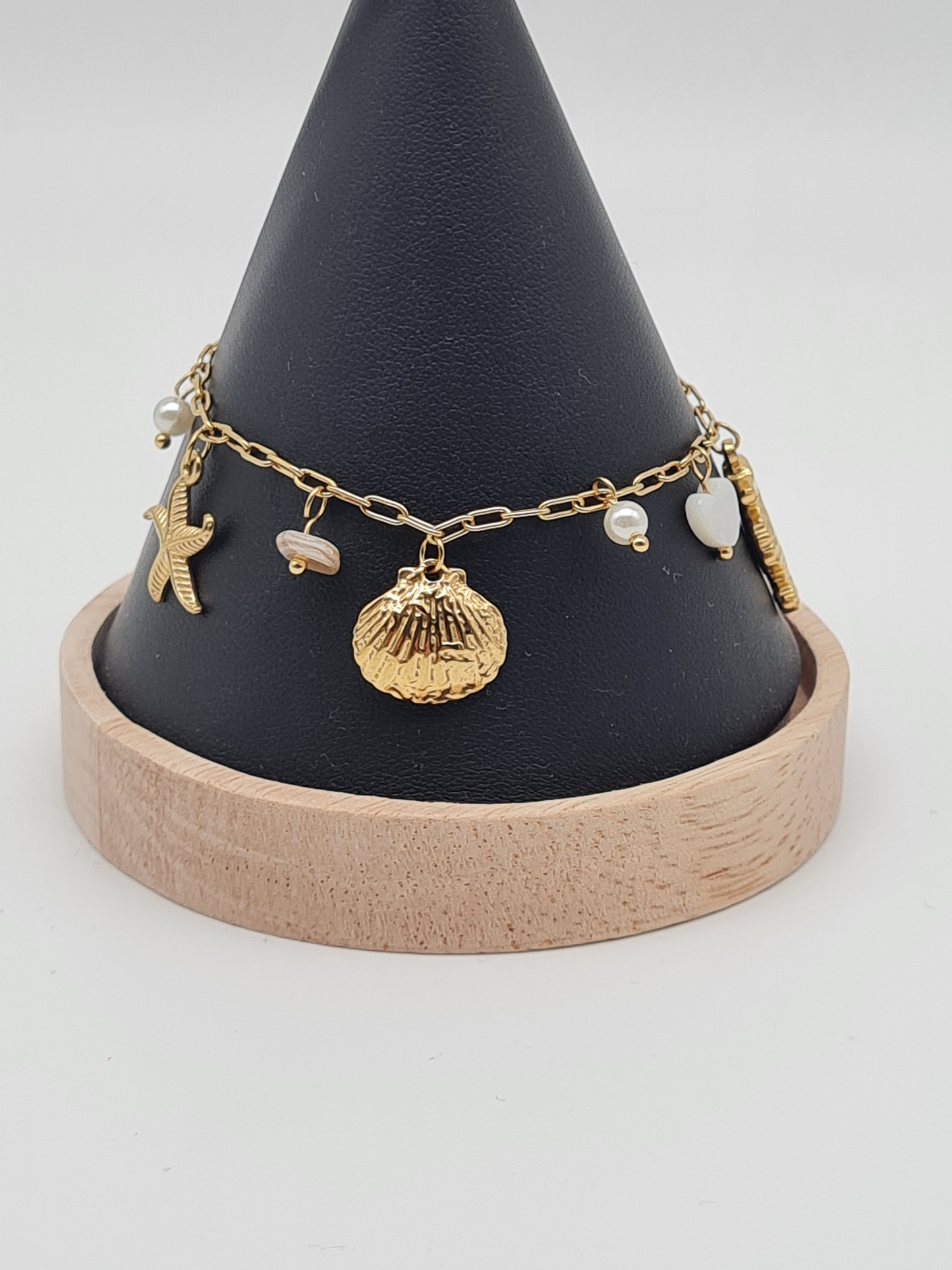 Wauw Bettelarmband Muschel Seestern Süßwasserperle Seepferdchen Nickelfrei