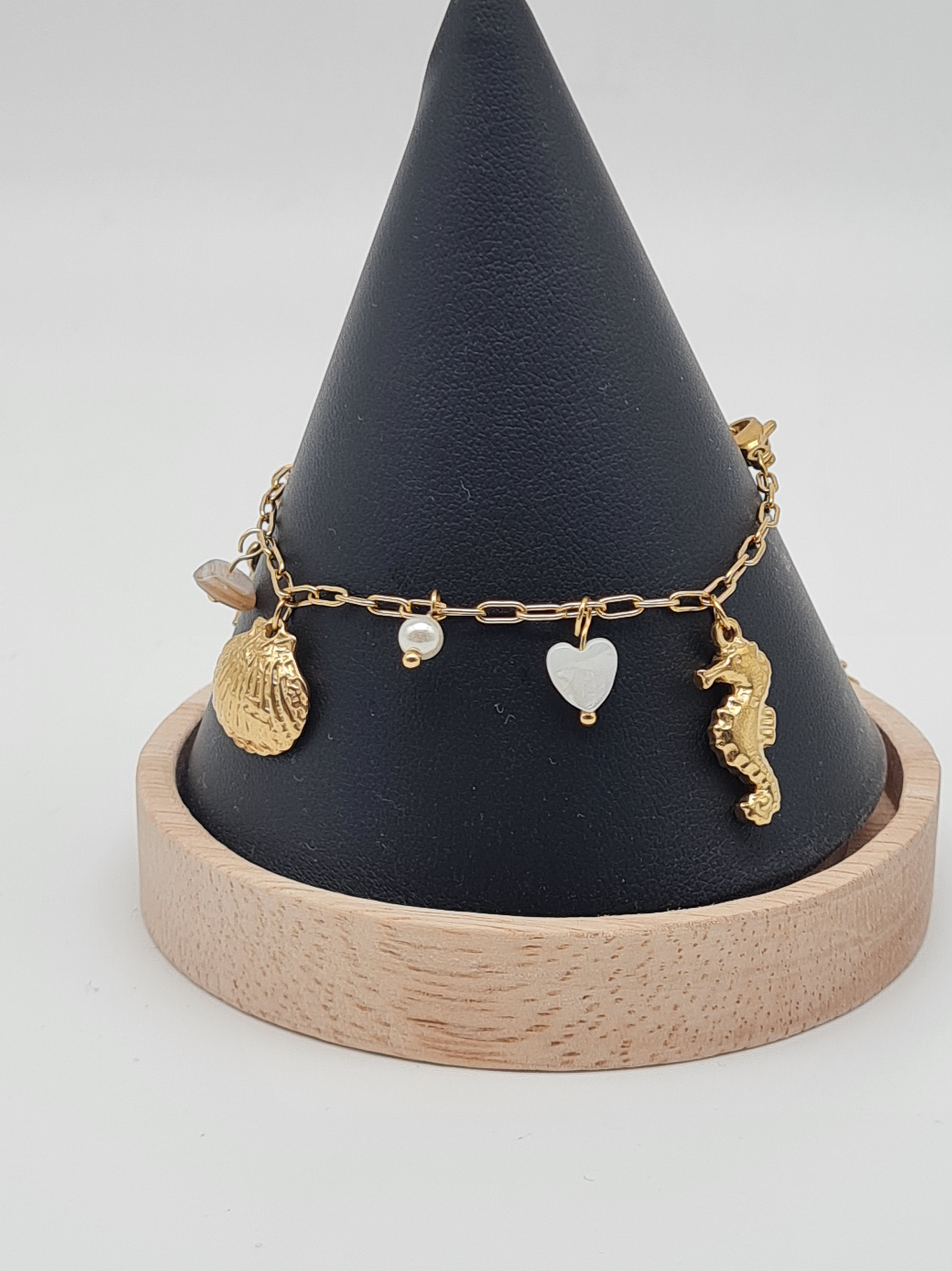 Wauw Bettelarmband Muschel Seestern Süßwasserperle Seepferdchen Nickelfrei