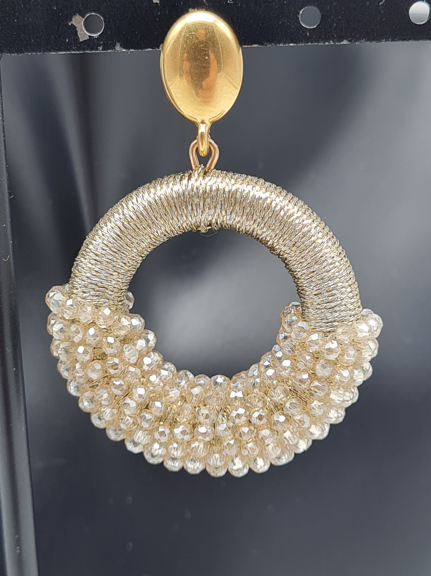 Wauw Ohrhänger Ohrringe Goldfarben Champagner Crystal Statement Nickelfrei