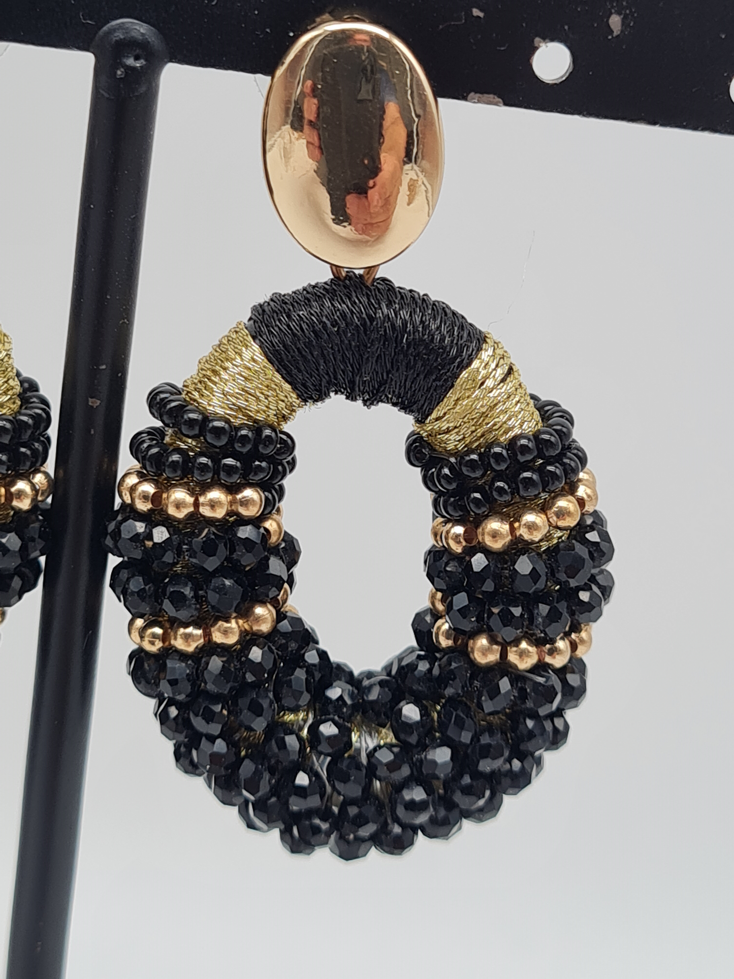 Wauw Ohrhänger Ohrringe Goldfarben Oval Schwarz Gold Statement Nickelfrei