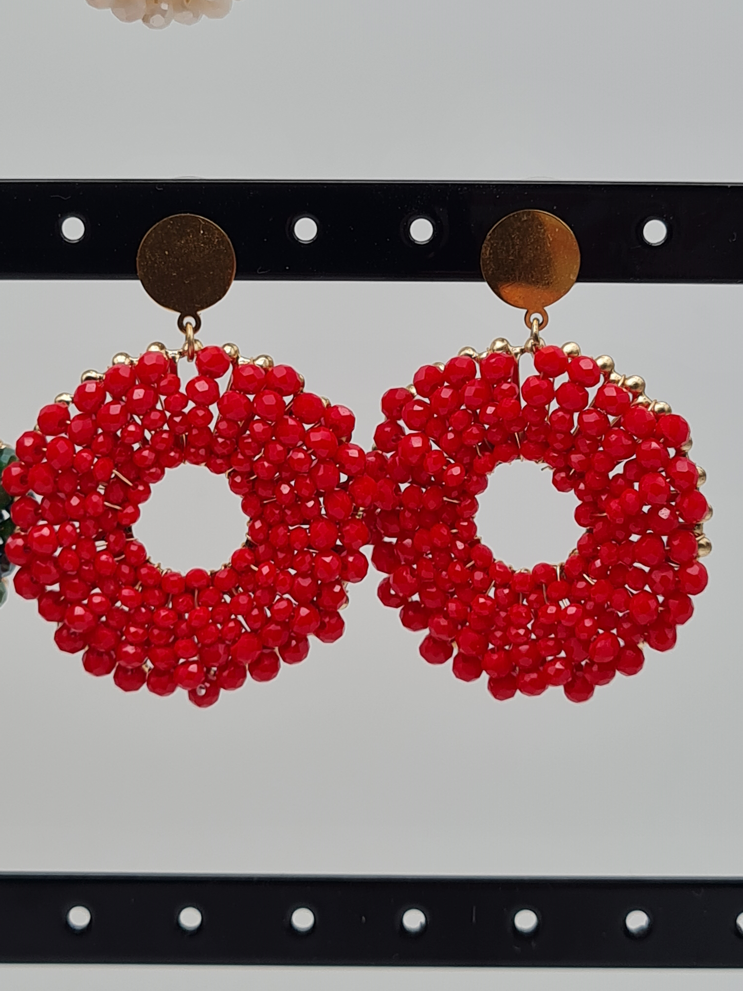 Yehwang Ohrhänger Party Donut Grün Rot Beige Nickelfrei