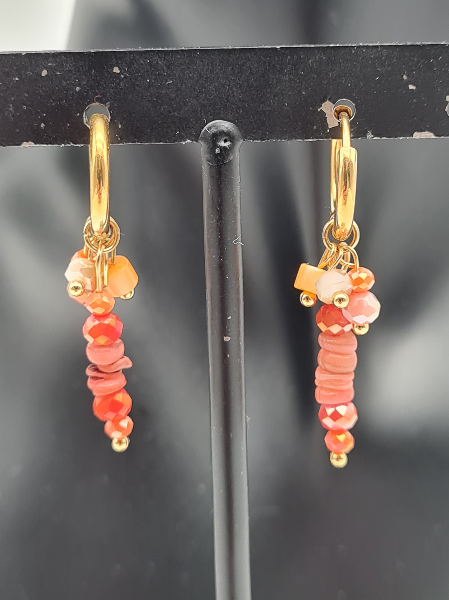 Wauw Ohrhänger Ohrringe Creolen Goldfarben Rund Gold Statement Orange Nickelfrei
