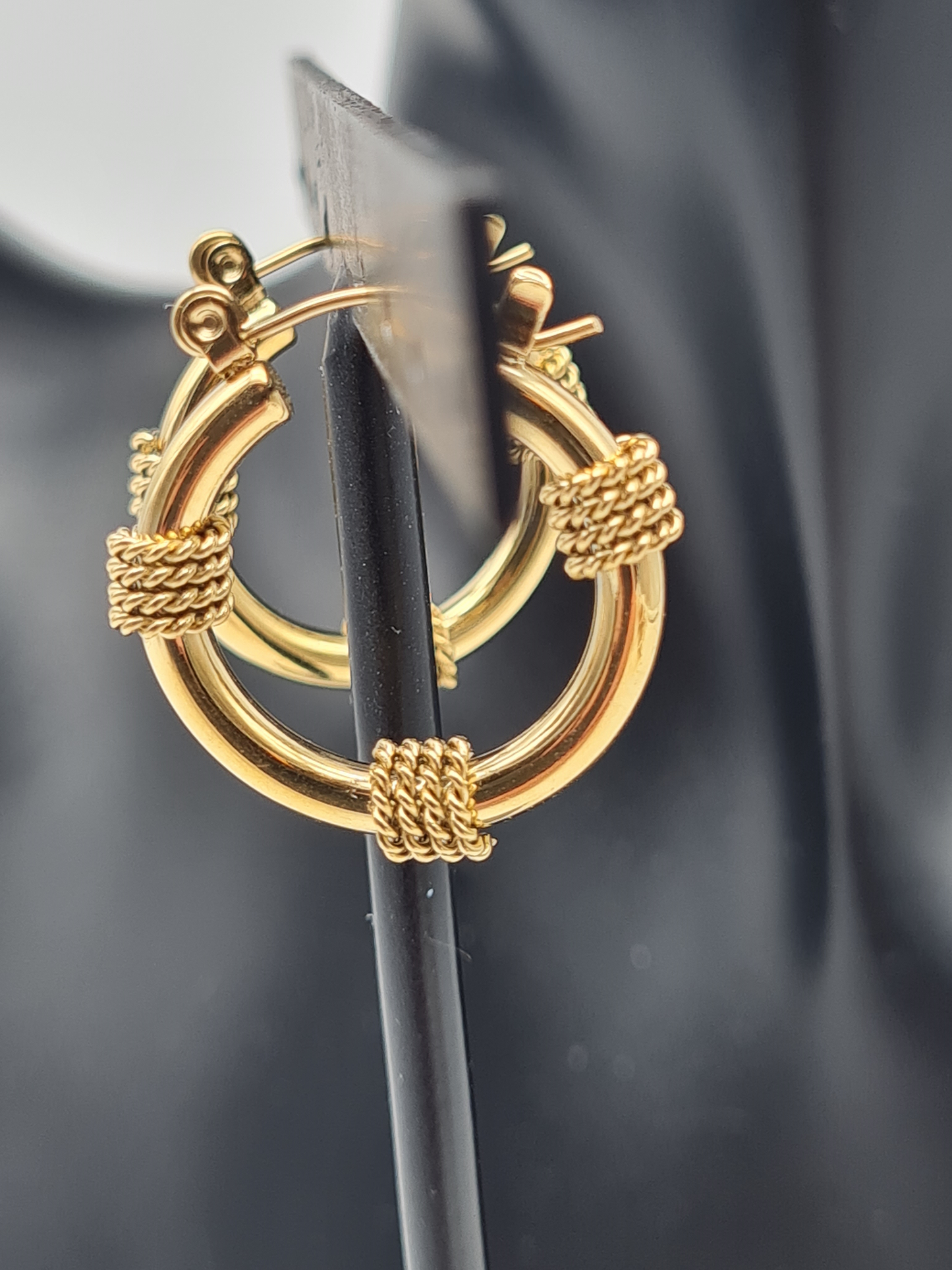 Wauw Ohrhänger Ohrringe Creolen Goldfarben Rund Gold Statement Nickelfrei