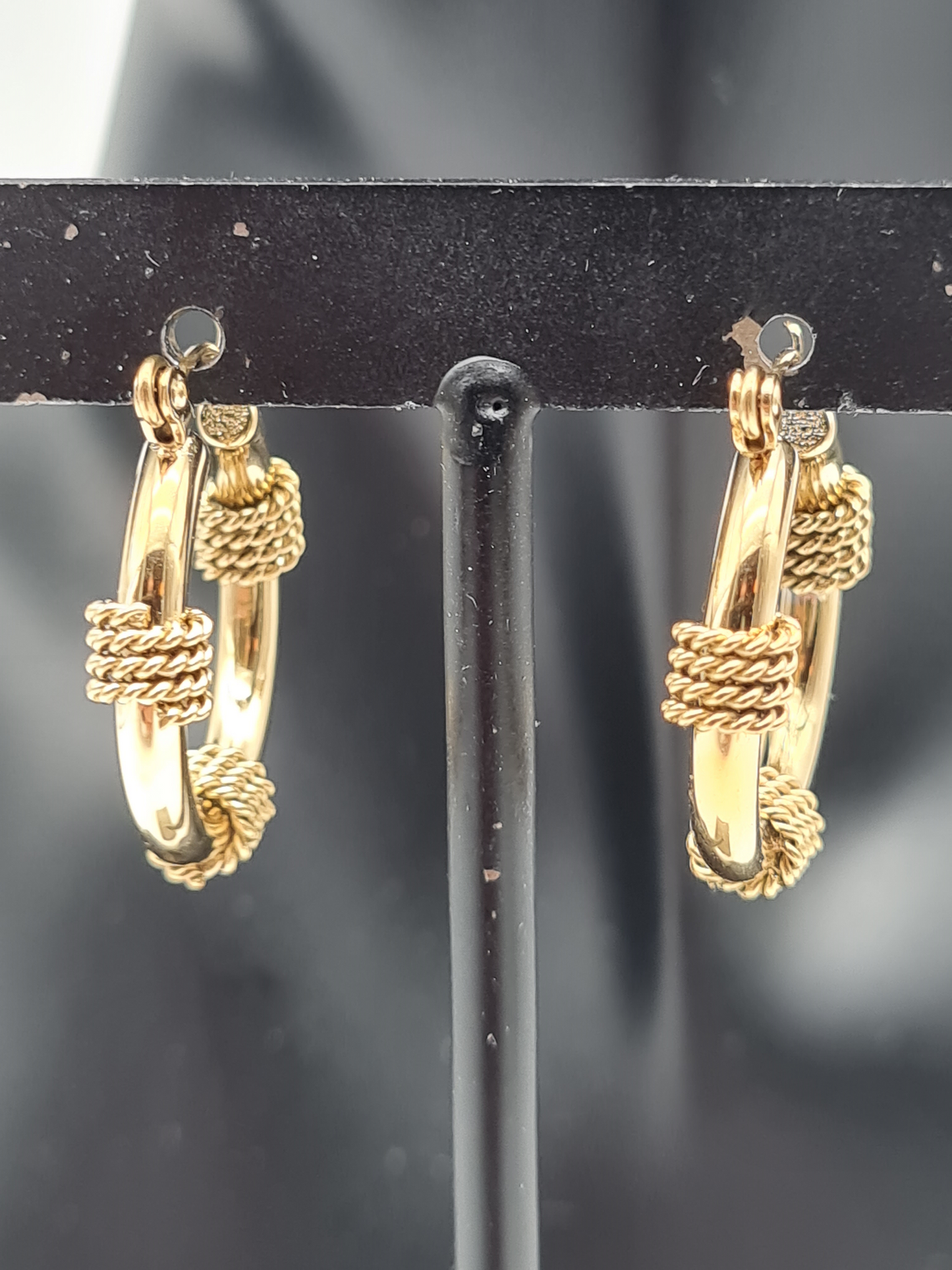 Wauw Ohrhänger Ohrringe Creolen Goldfarben Rund Gold Statement Nickelfrei