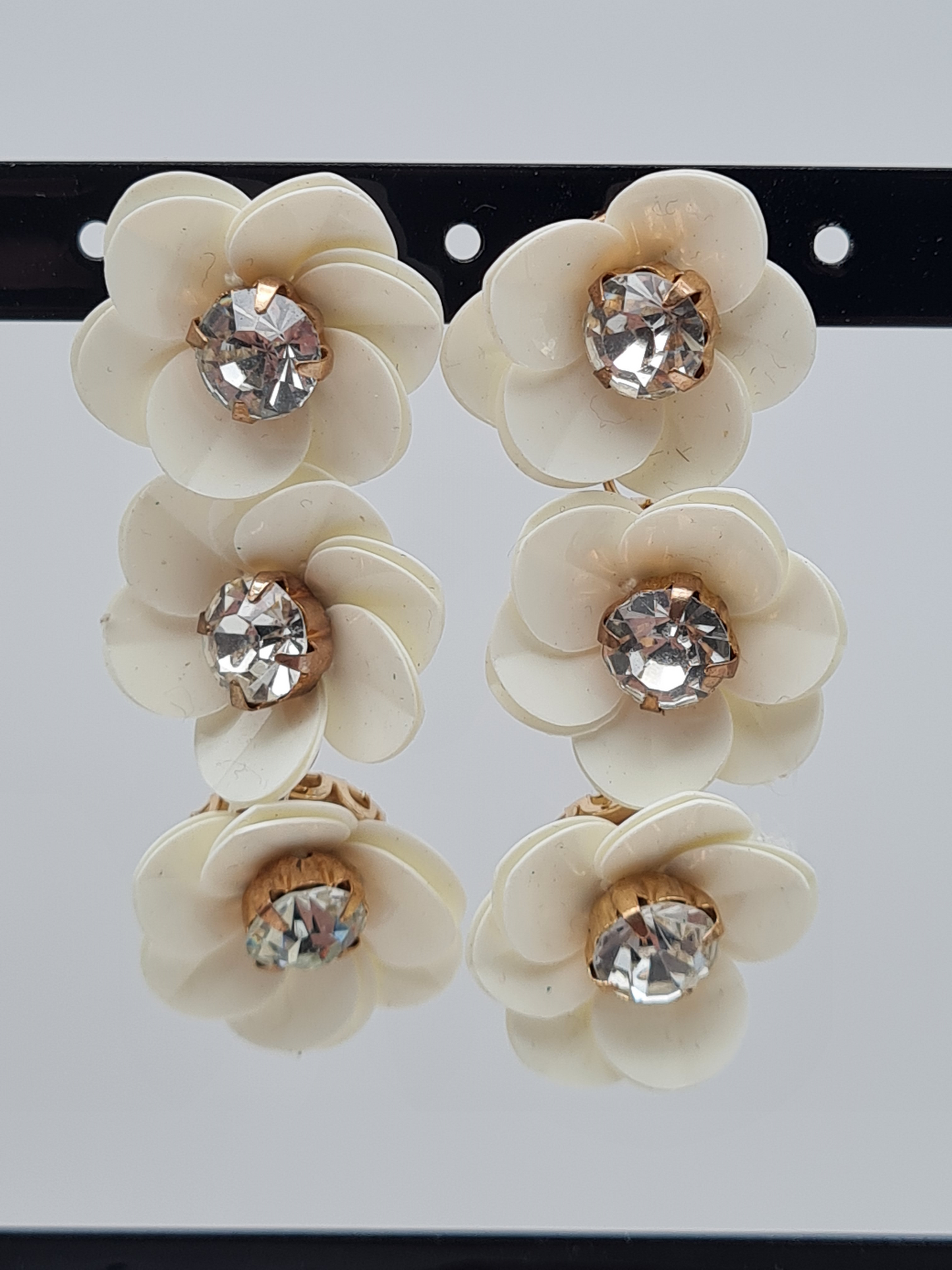 Yehwang Ohrhänger Blumen hänger Türkis rosa Pink weiss strass nickelfrei