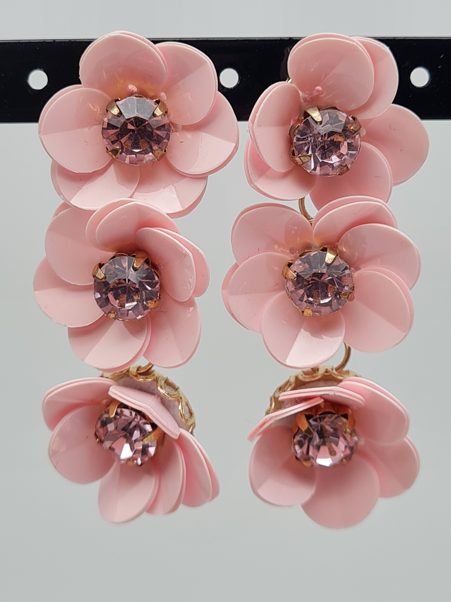 Yehwang Ohrhänger Blumen hänger Türkis rosa Pink weiss strass nickelfrei