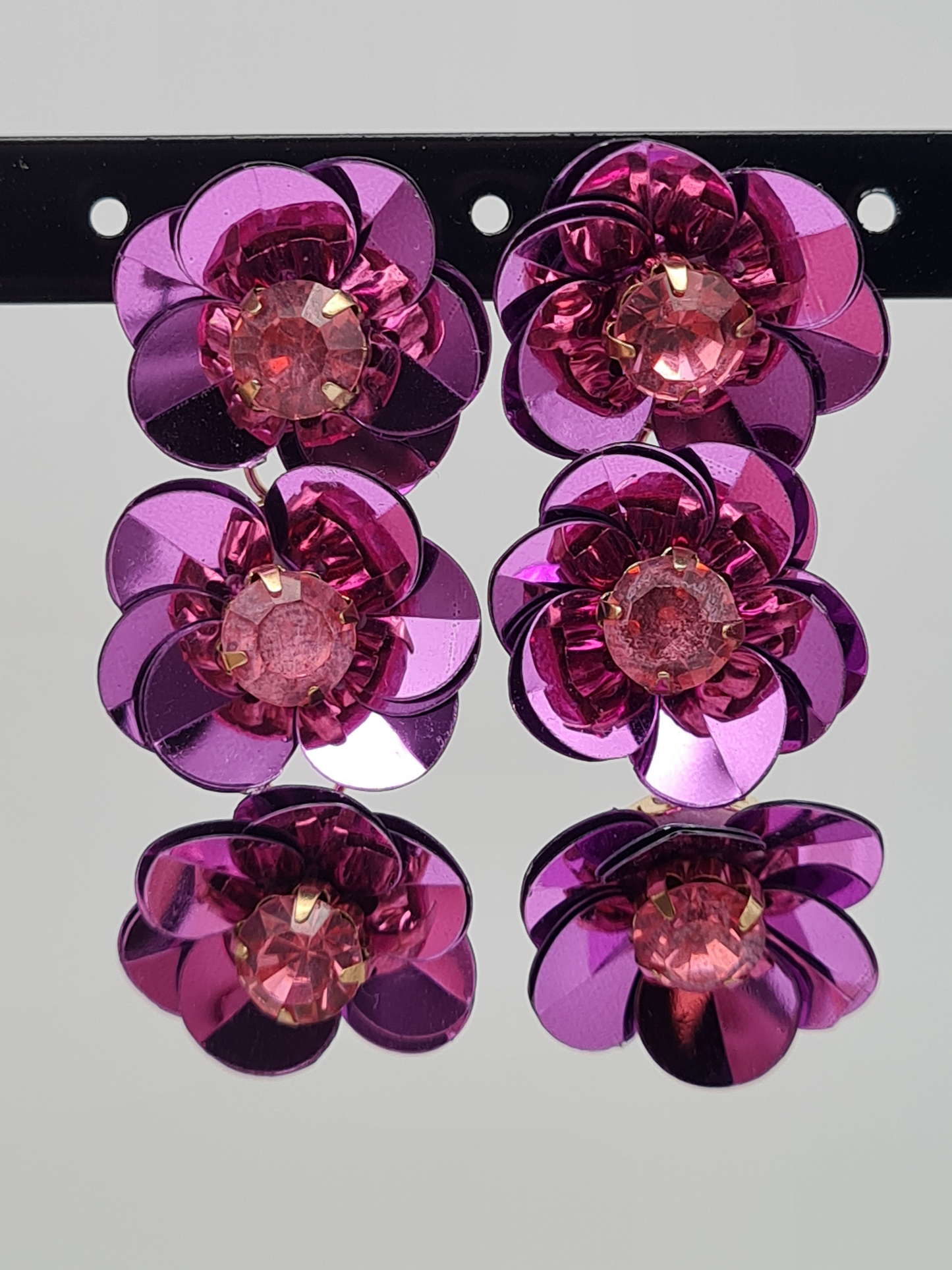 Yehwang Ohrhänger Blumen hänger Türkis rosa Pink weiss strass nickelfrei