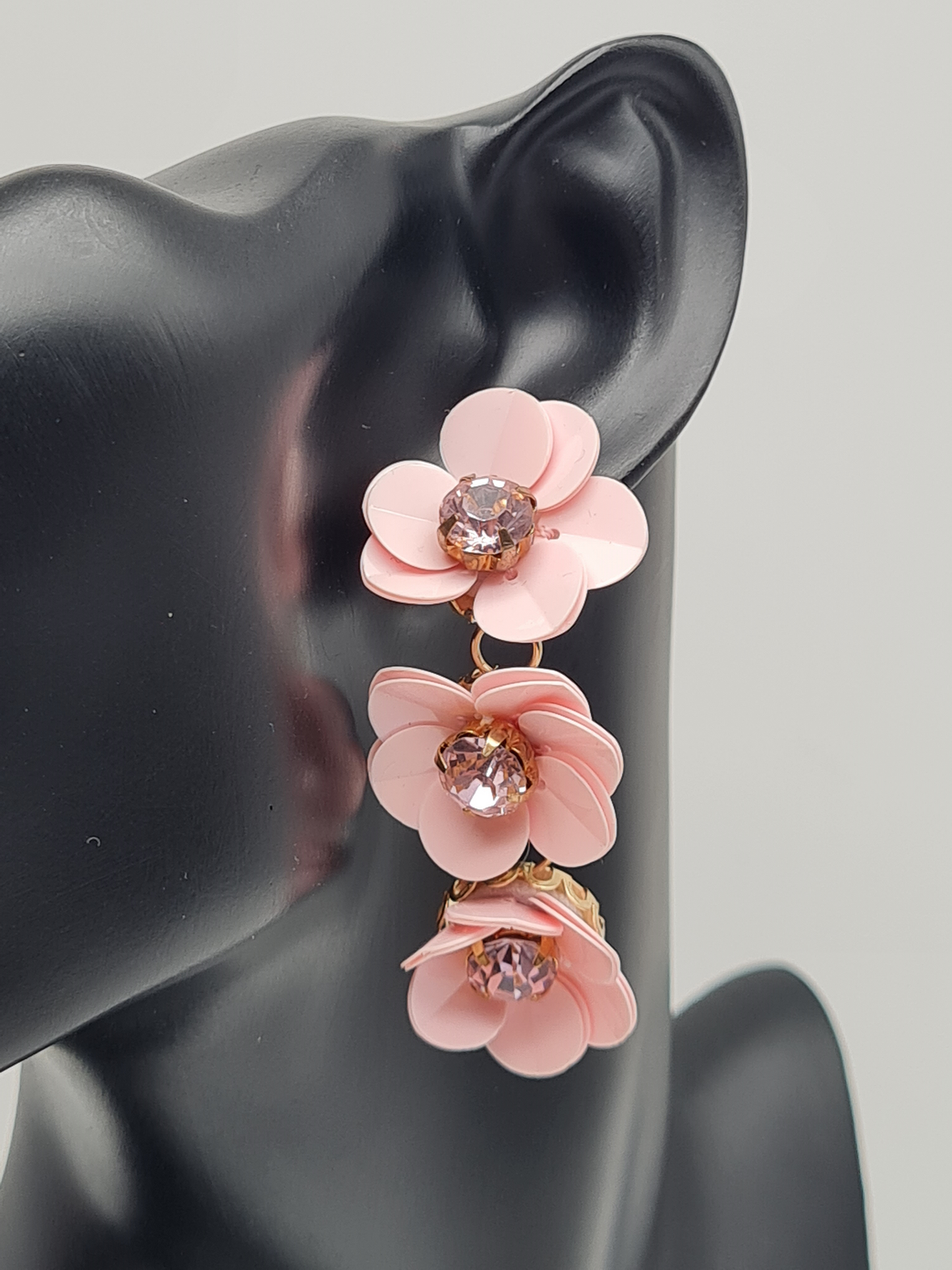 Yehwang Ohrhänger Blumen hänger Türkis rosa Pink weiss strass nickelfrei