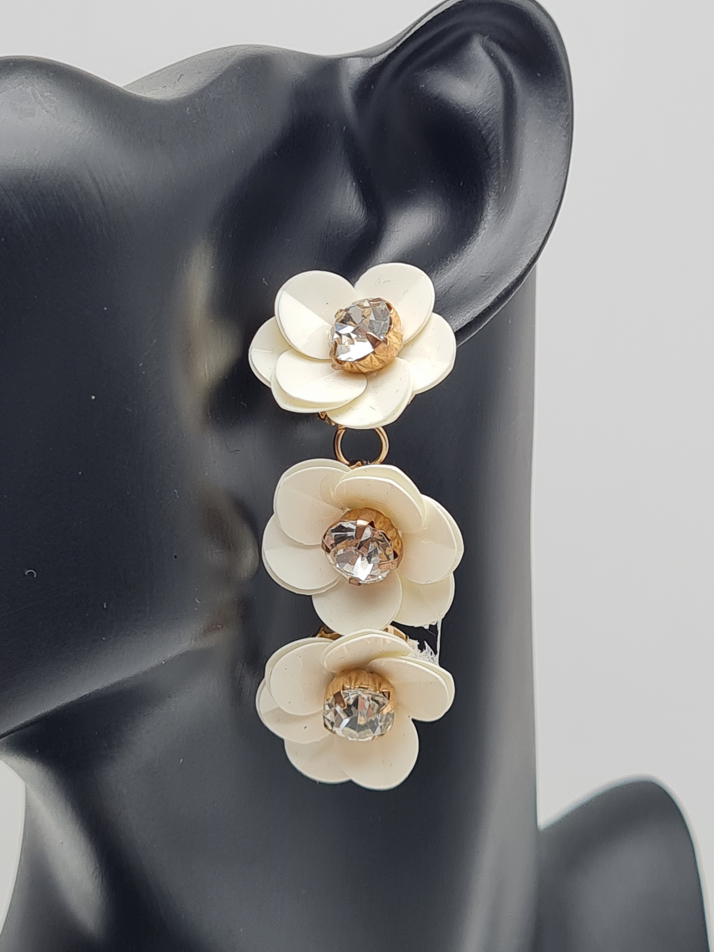 Yehwang Ohrhänger Blumen hänger Türkis rosa Pink weiss strass nickelfrei