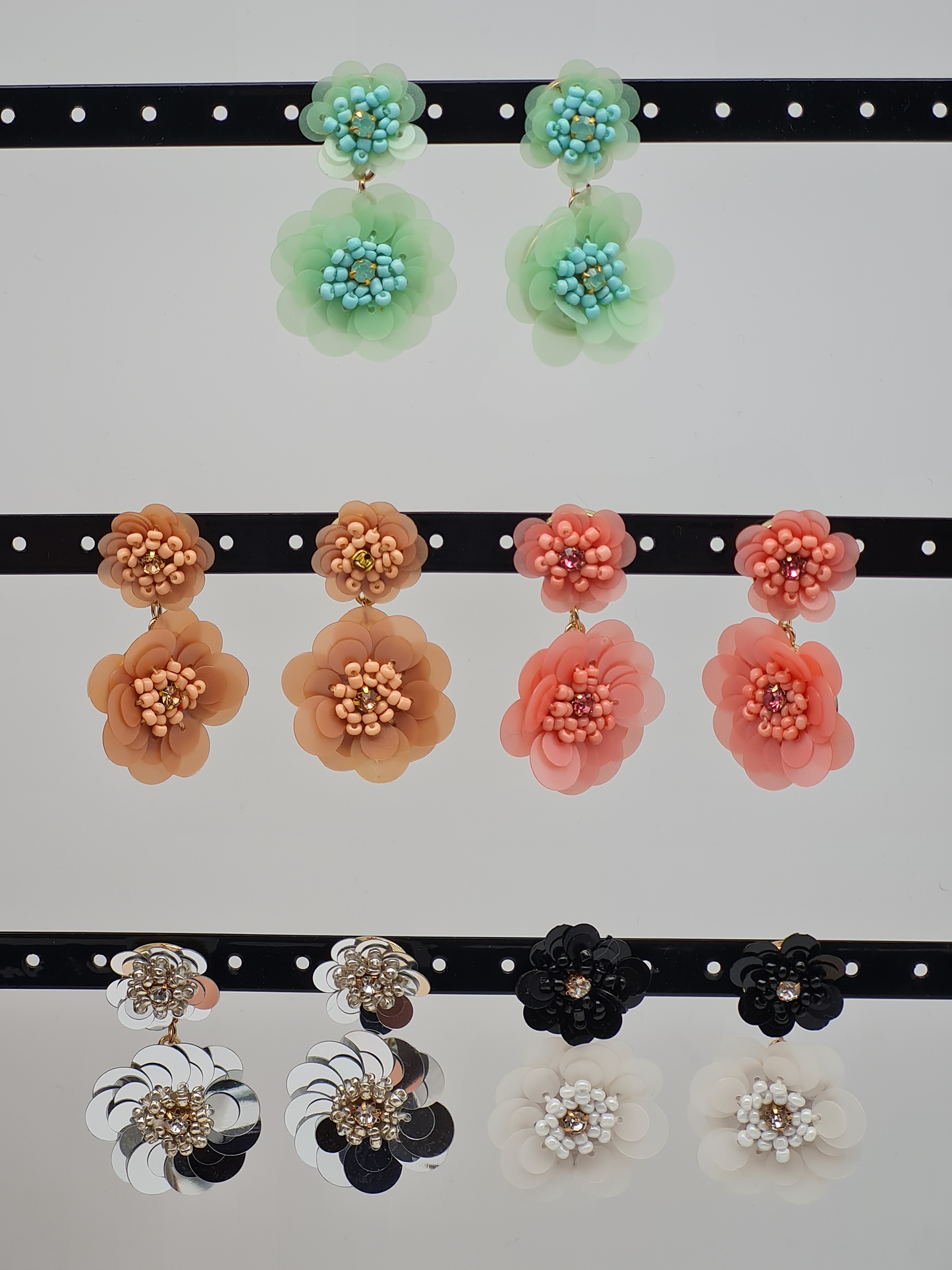Yehwang Ohrhänger Ohrringe Party Nickelfrei mintgrün silberfarben Schwarz Weiß rosa Blumen